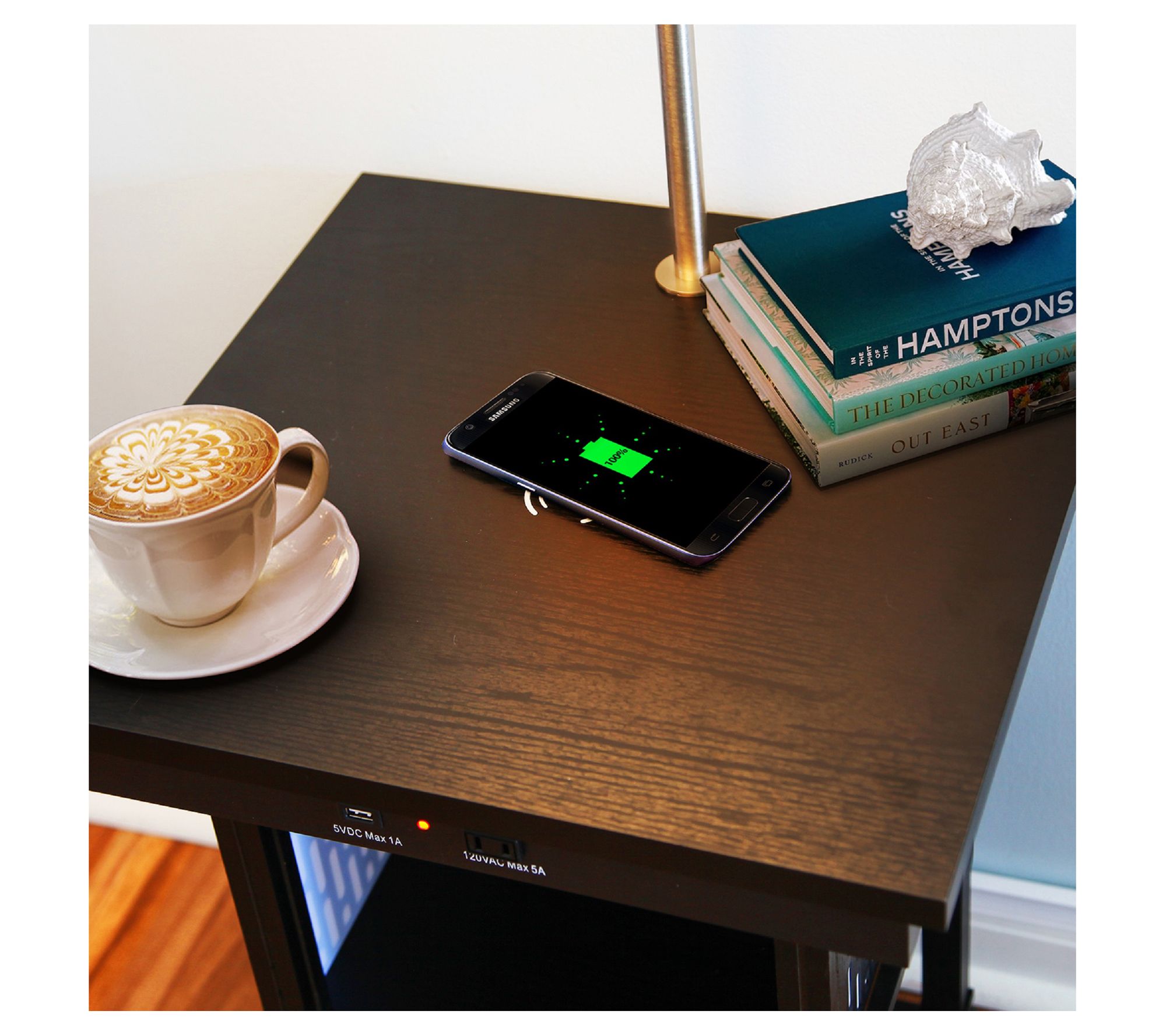 Brightech Madison Wireless Charging 56 LED Shelf Table Lamp QVC