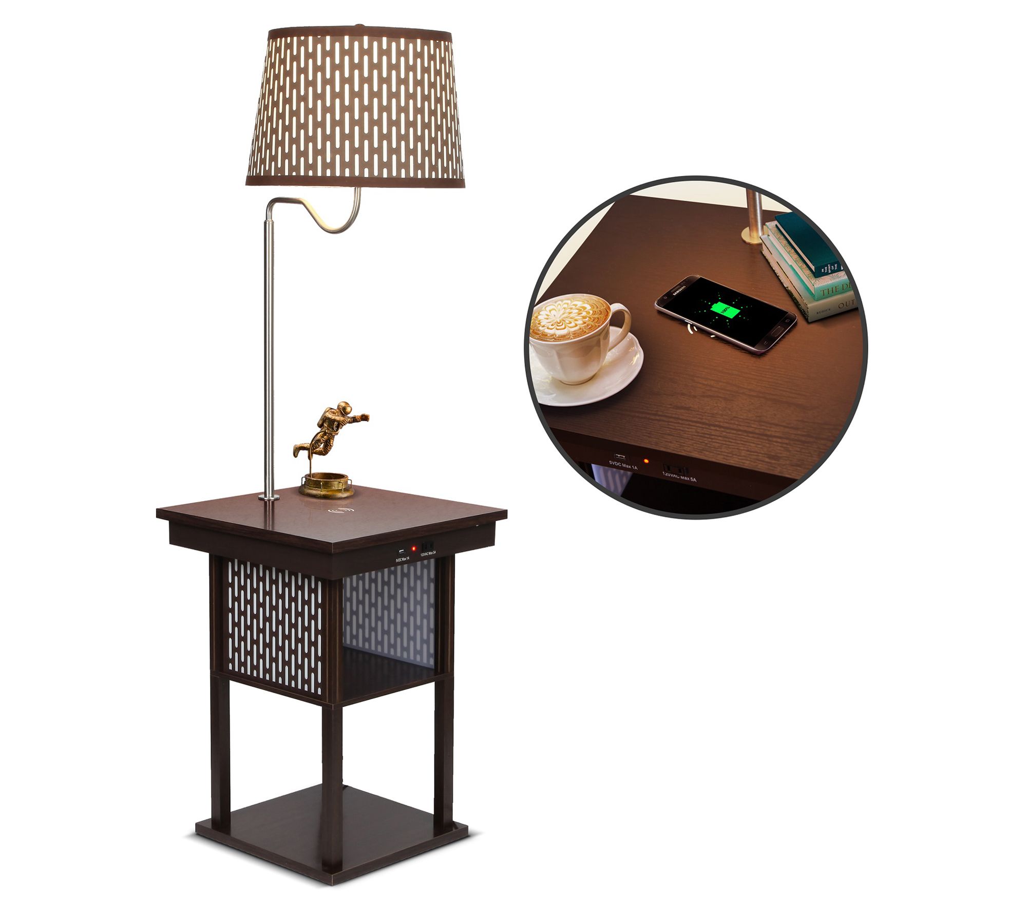 Brightech Madison Wireless Charging 56" LED Shelf Table Lamp