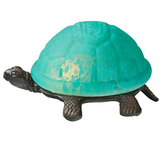River of Goods 4.75" H Raphael Aqua Glass Turtle Accent Lamp