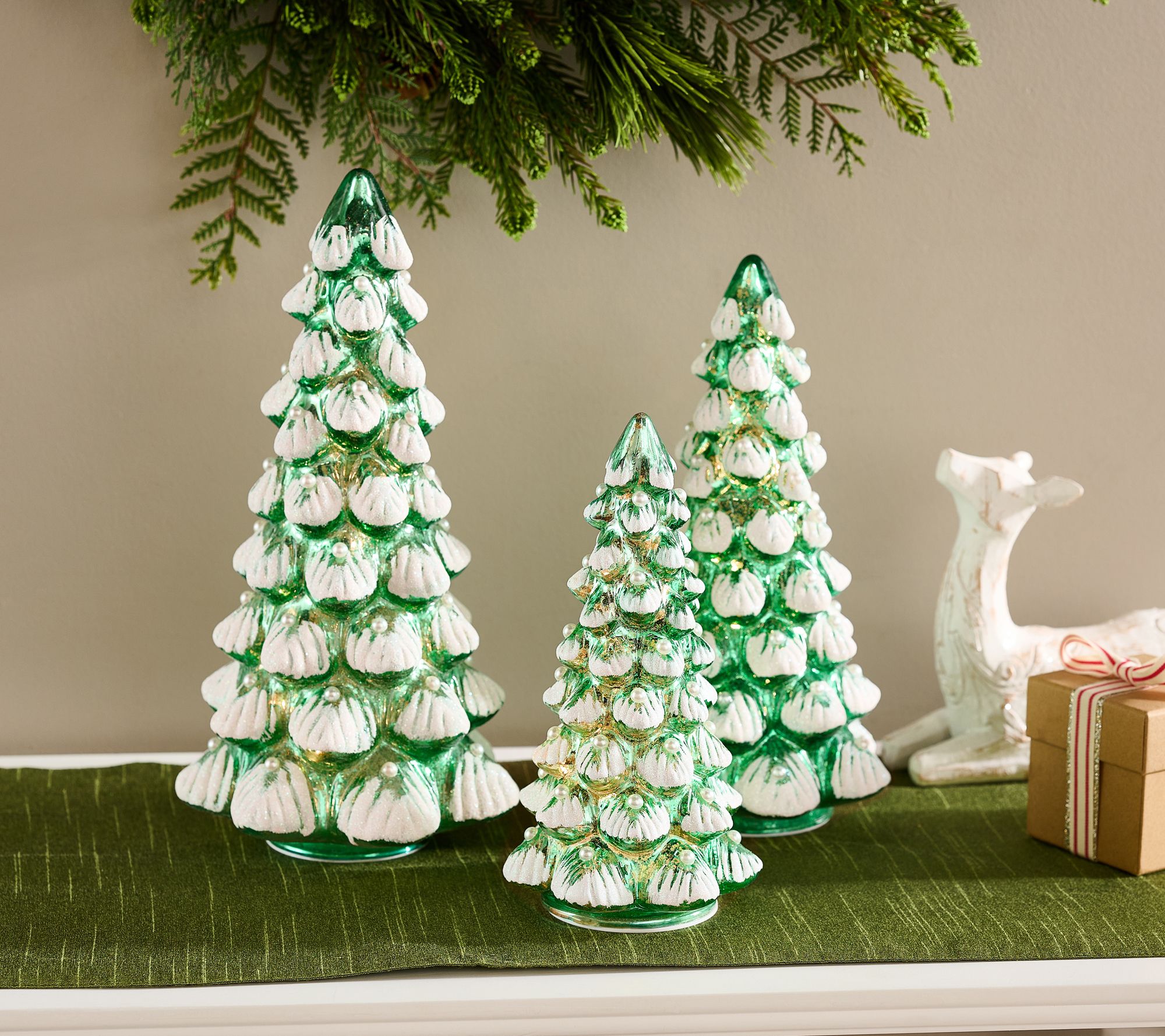 Northlight Set Of 2 Frosted Mini Bottle Brush Pine Christmas Village Trees  4 : Target