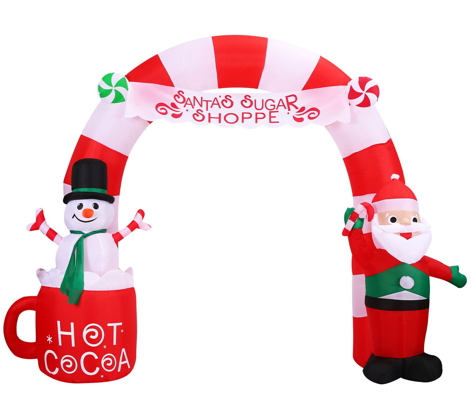 Christmas Time 9-Ft. Wide Pre-Lit Candy Cane Ar ch Inflatable