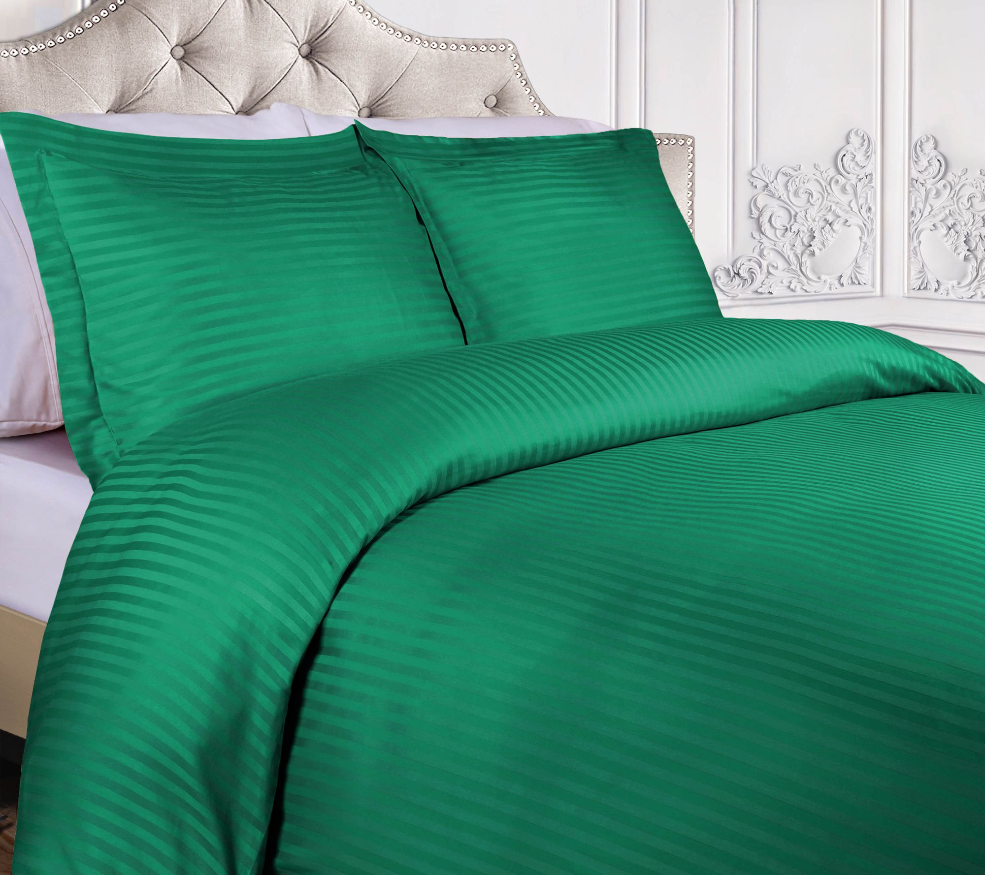 Superior 300-TC Egyptian Cotton Striped Duvet Cover Set, Twin