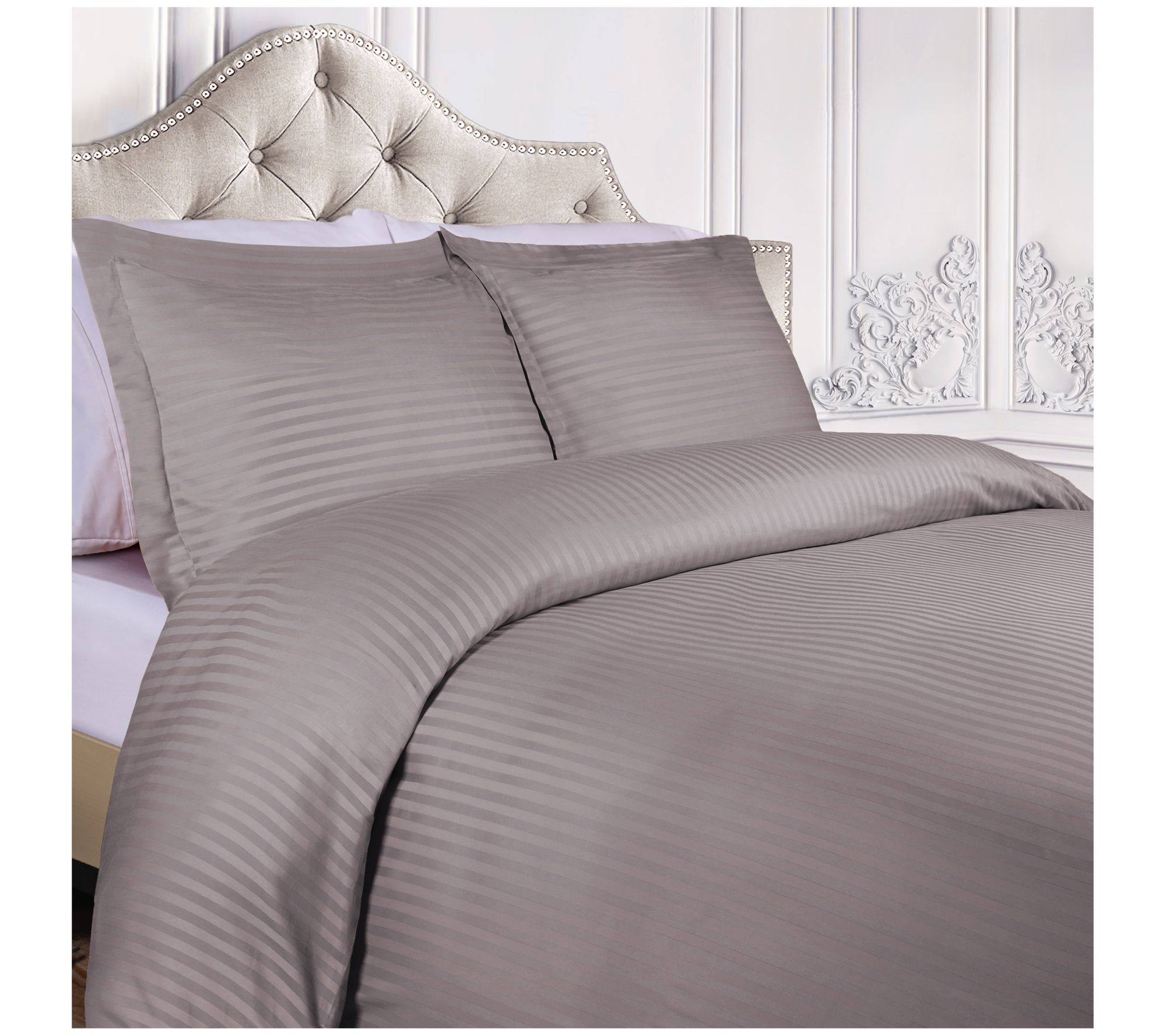 Superior 300-TC Egyptian Cotton Striped Duvet Cover Set, Twin