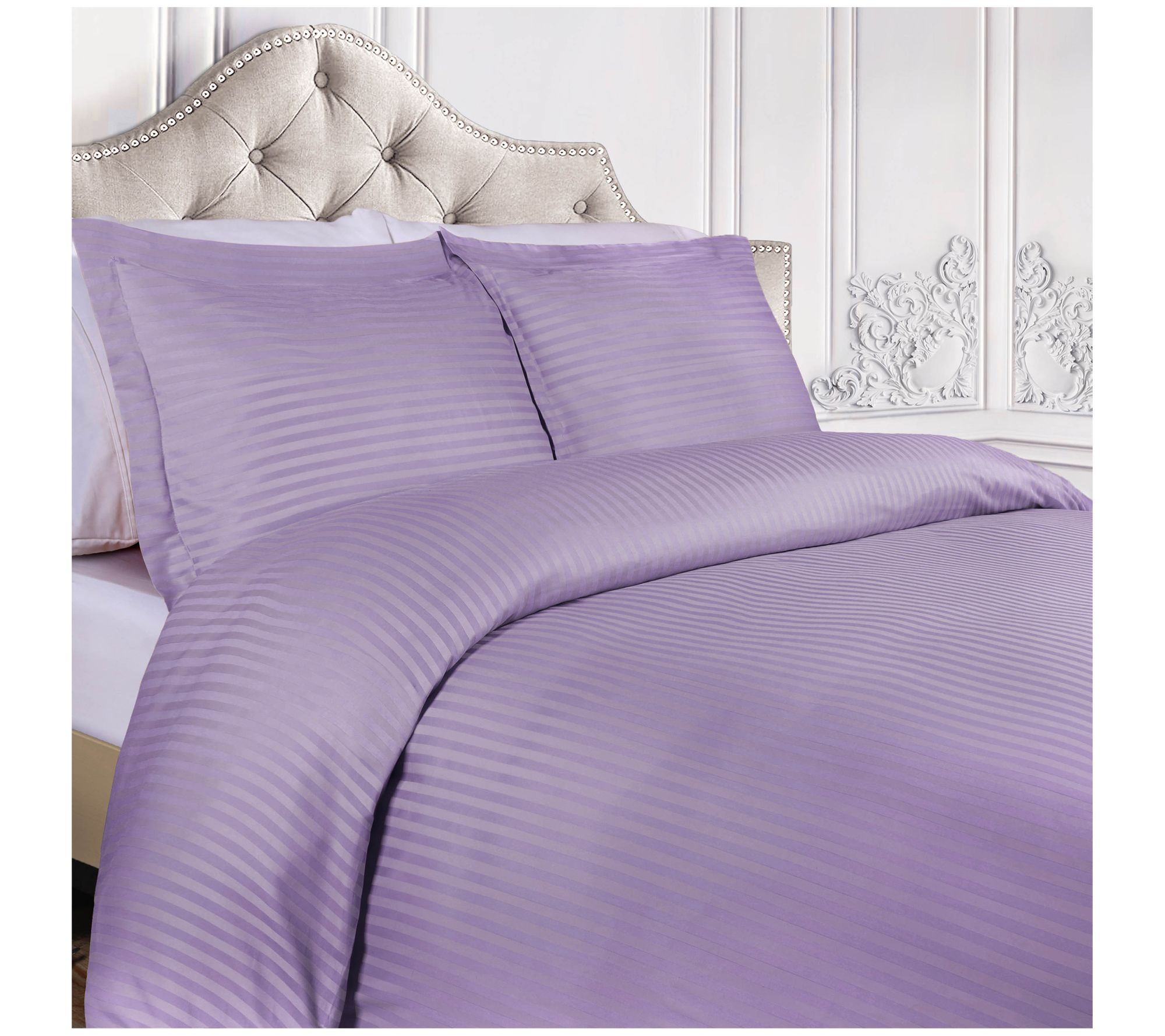 Superior 300-TC Egyptian Cotton Striped Duvet Cover Set, Twin
