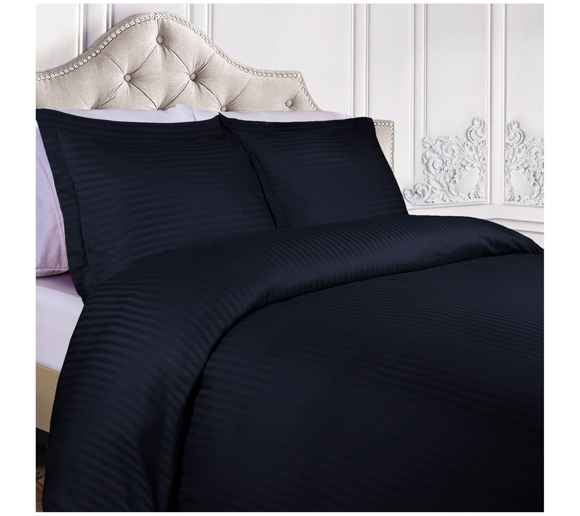 Superior 300-TC Egyptian Cotton Striped Duvet Cover Set, Twin