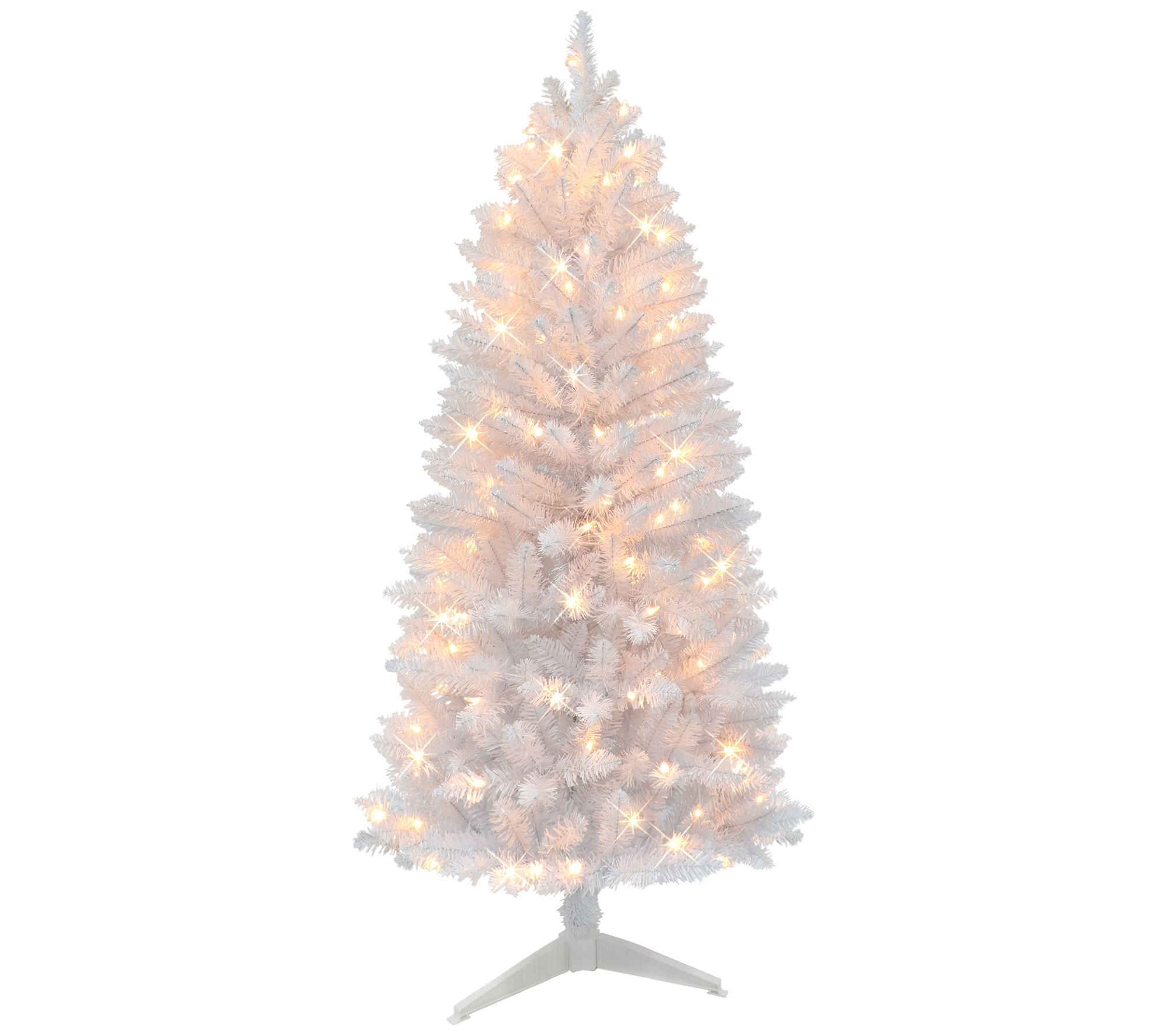 Puleo 5' Pre-Lit White Carson Artificial Pine Tree 100 Lights