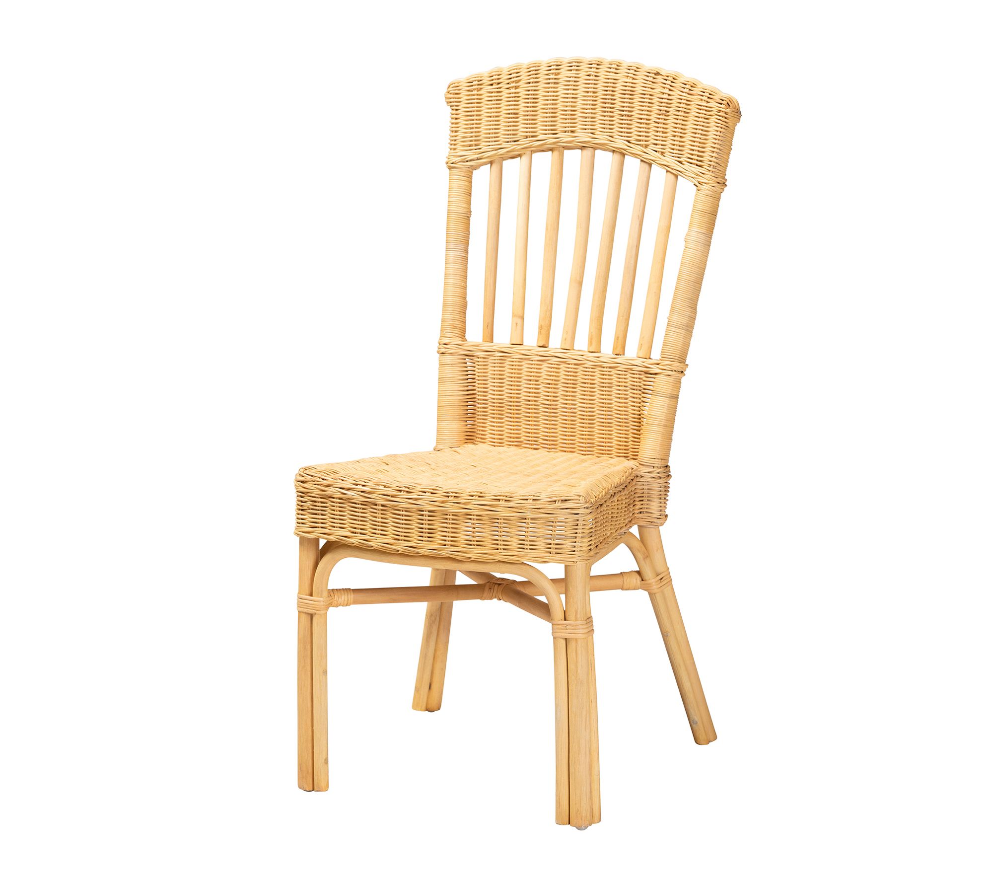 Baxton Studio B arito Natural B rown Rattan Din ing Chair