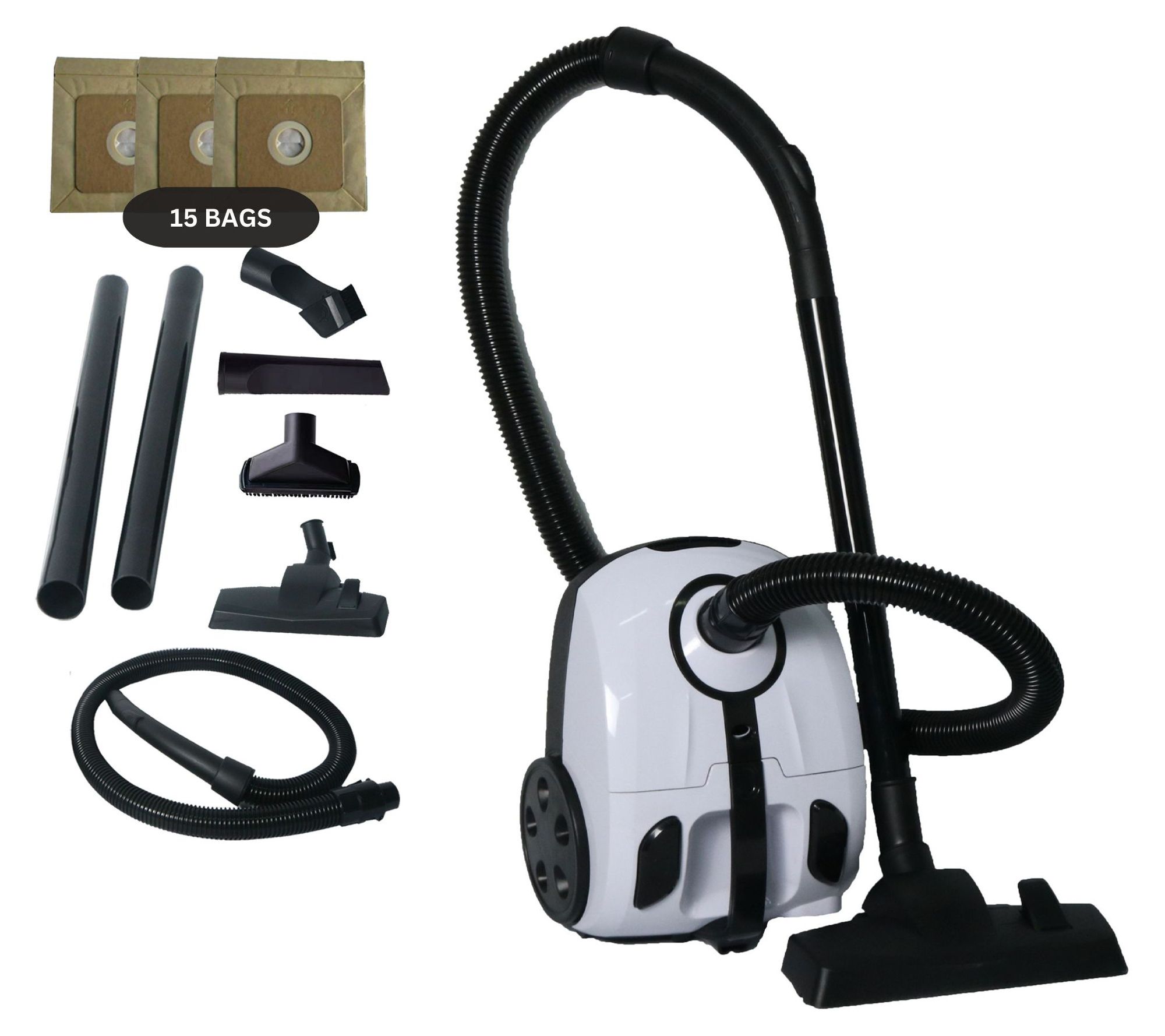 Impecca Bagged Canister Vacuum Cleaner with 6 Tools & 15 Bags