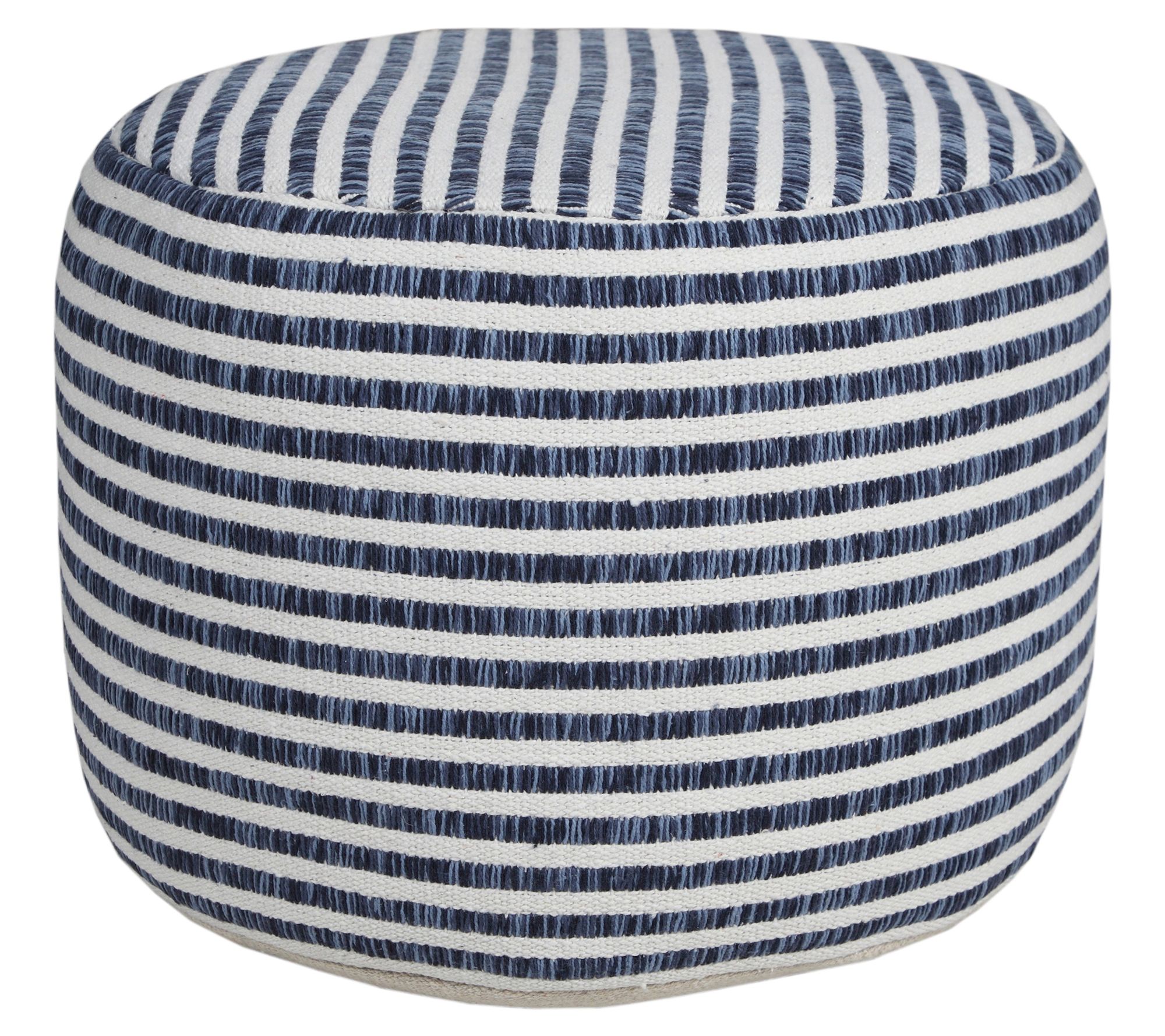 Ox Bay Striped Modern Hand-Woven Cotton Pouf Ot toman