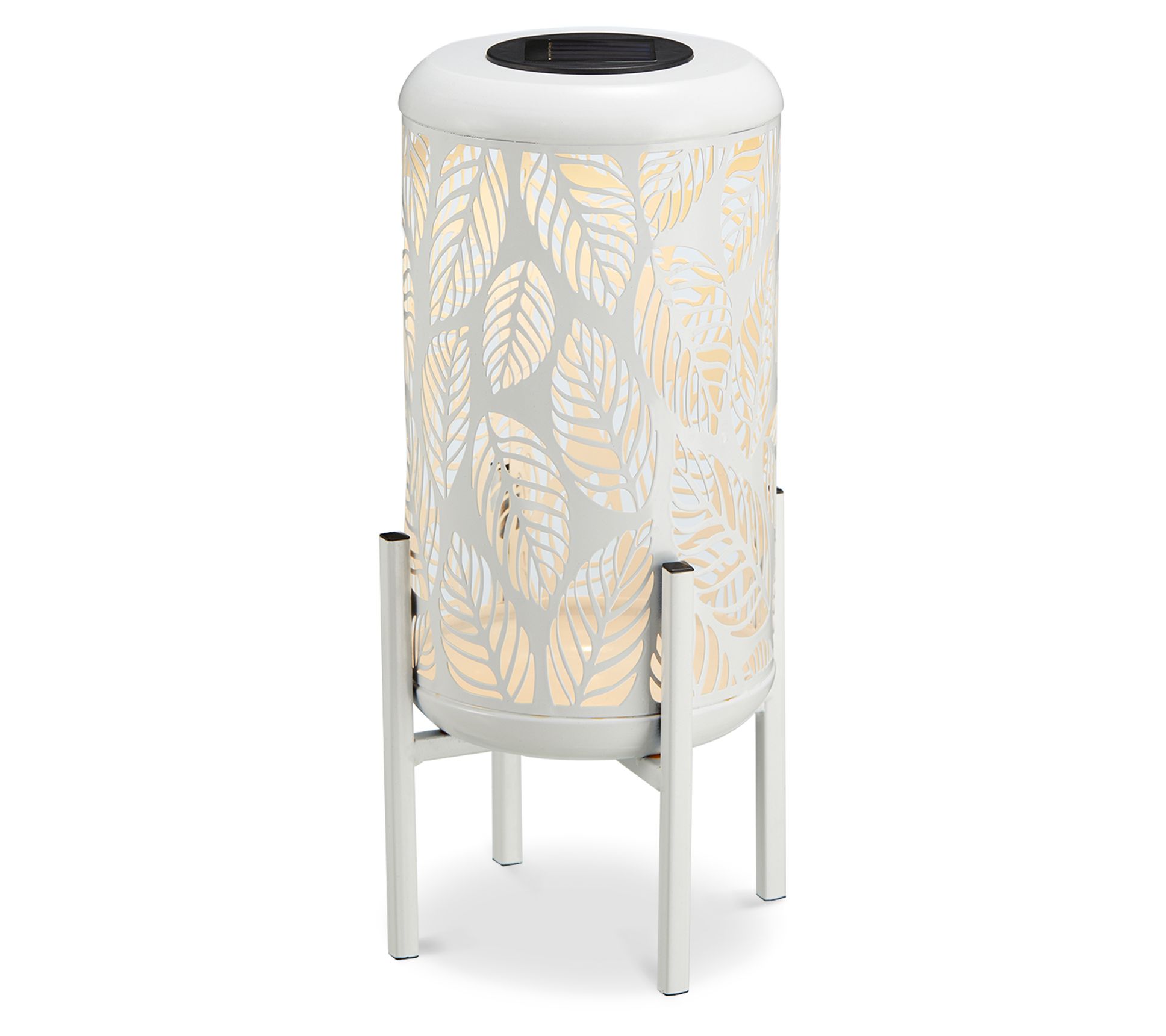 Glitzhome 14.25" Cutout Leaves Solar Powered Outdoor Lantern