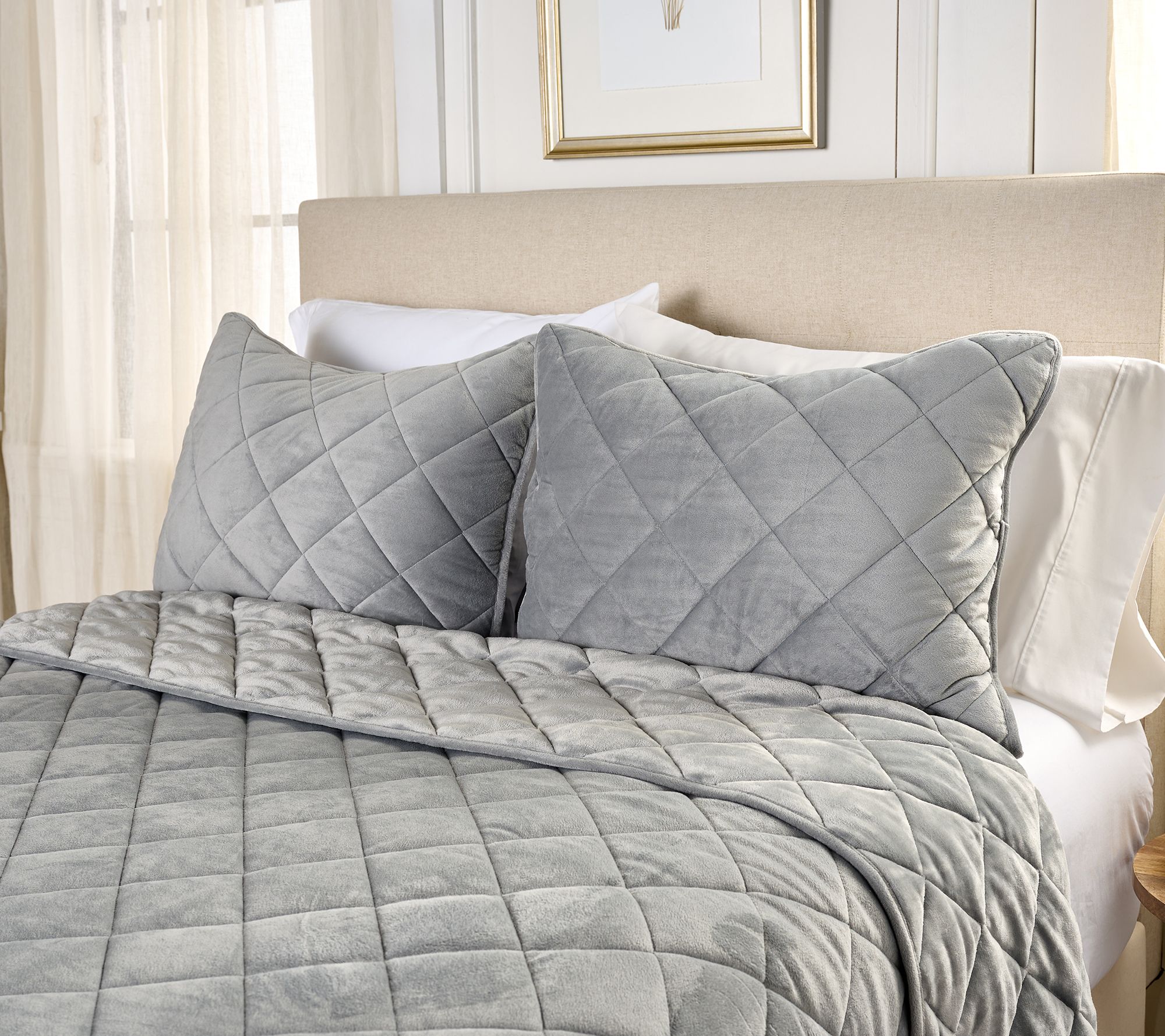 Home Reflections Plush Diamond Comforter Set- Twin
