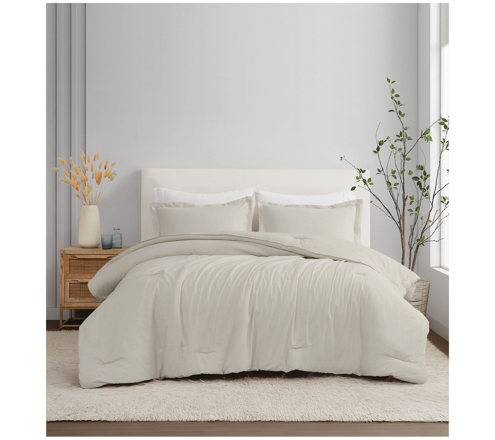 Brooklyn Loom Flax Linen Full/Queen 3 Piece Comforter Set
