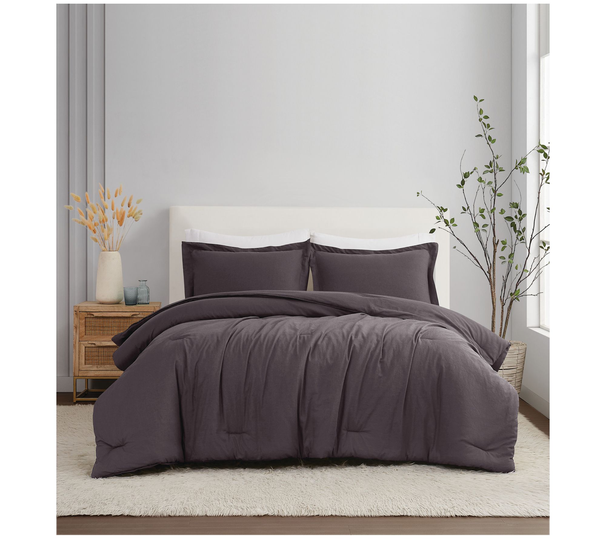 Brooklyn Loom Flax Linen Full/Queen 3 Piece Comforter Set
