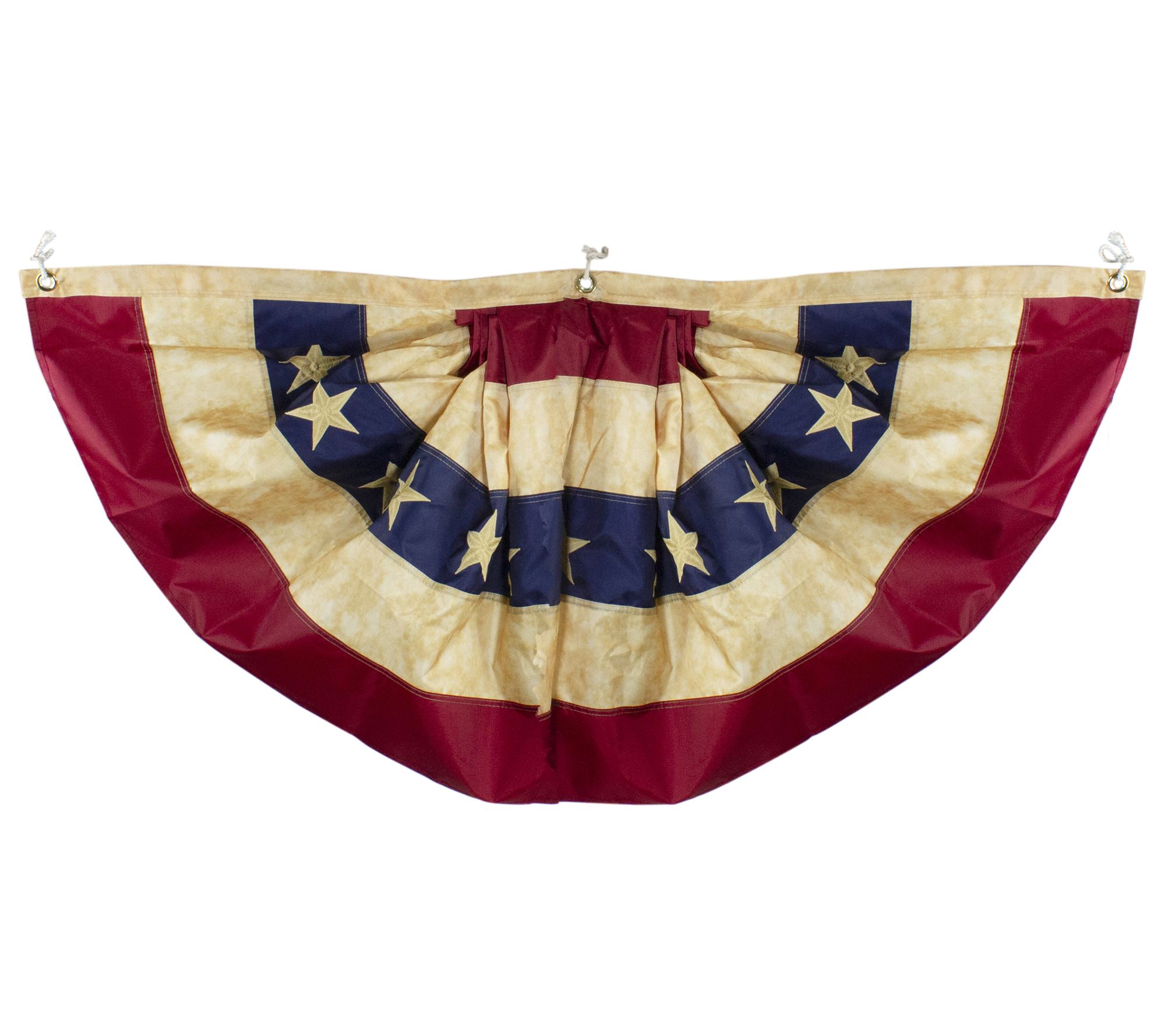 Northlight Tea-Stained Pleated Bunting American Flag 48"x24"