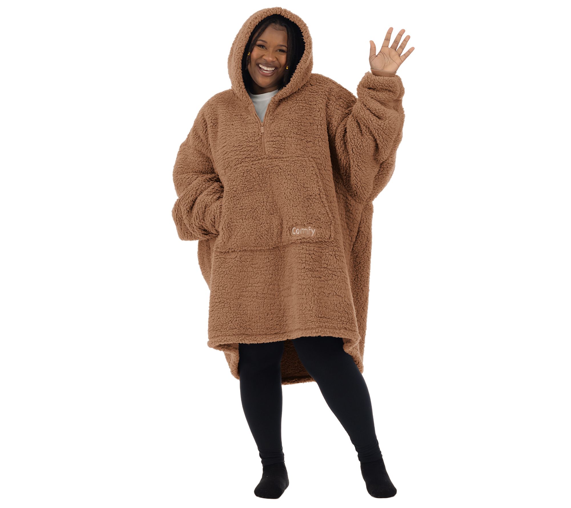 The Comfy Teddy Bear Quarter Zip Wearable Blanket - QVC.com