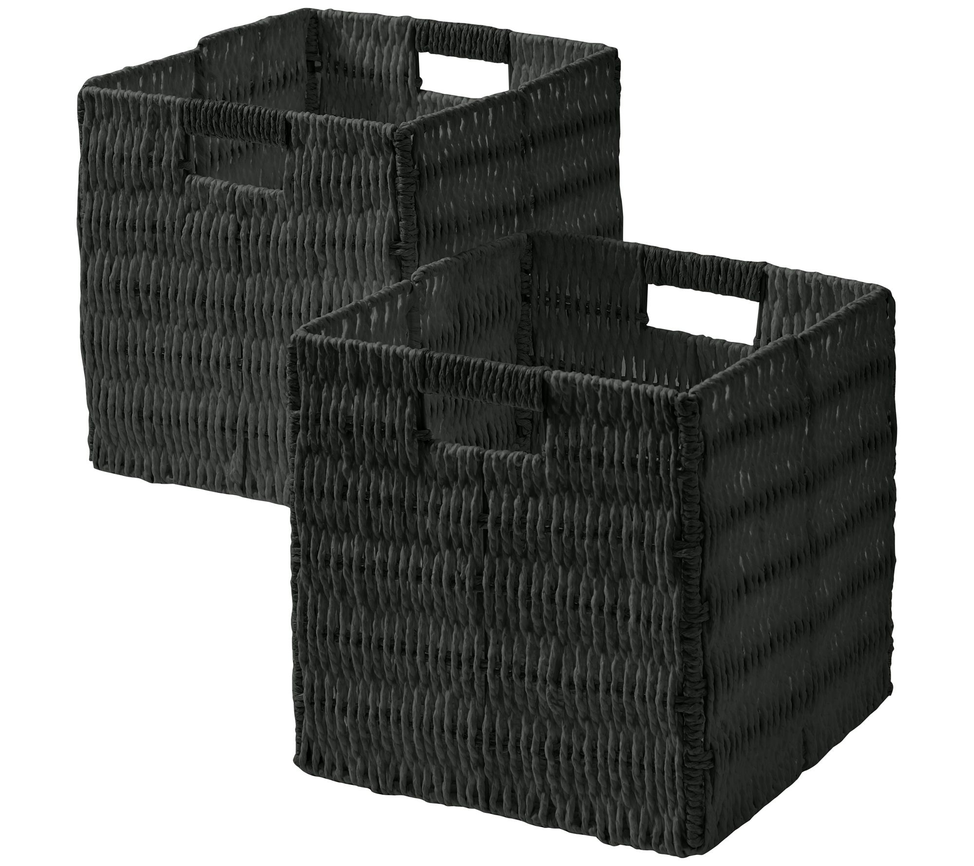 Ornavo 2pk 9" Wicker Paper Storage Basket CubeBin with Handle