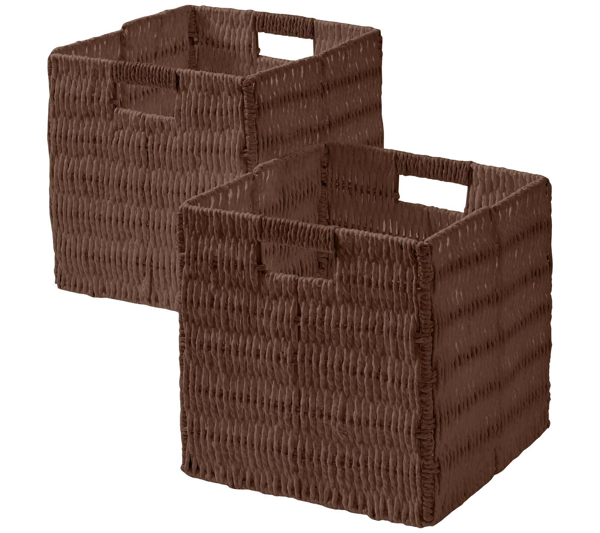 Ornavo 2pk 9" Wicker Paper Storage Basket CubeBin with Handle