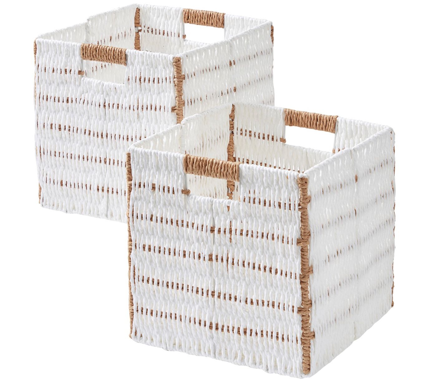 Ornavo 2pk 9" Wicker Paper Storage Basket CubeBin with Handle