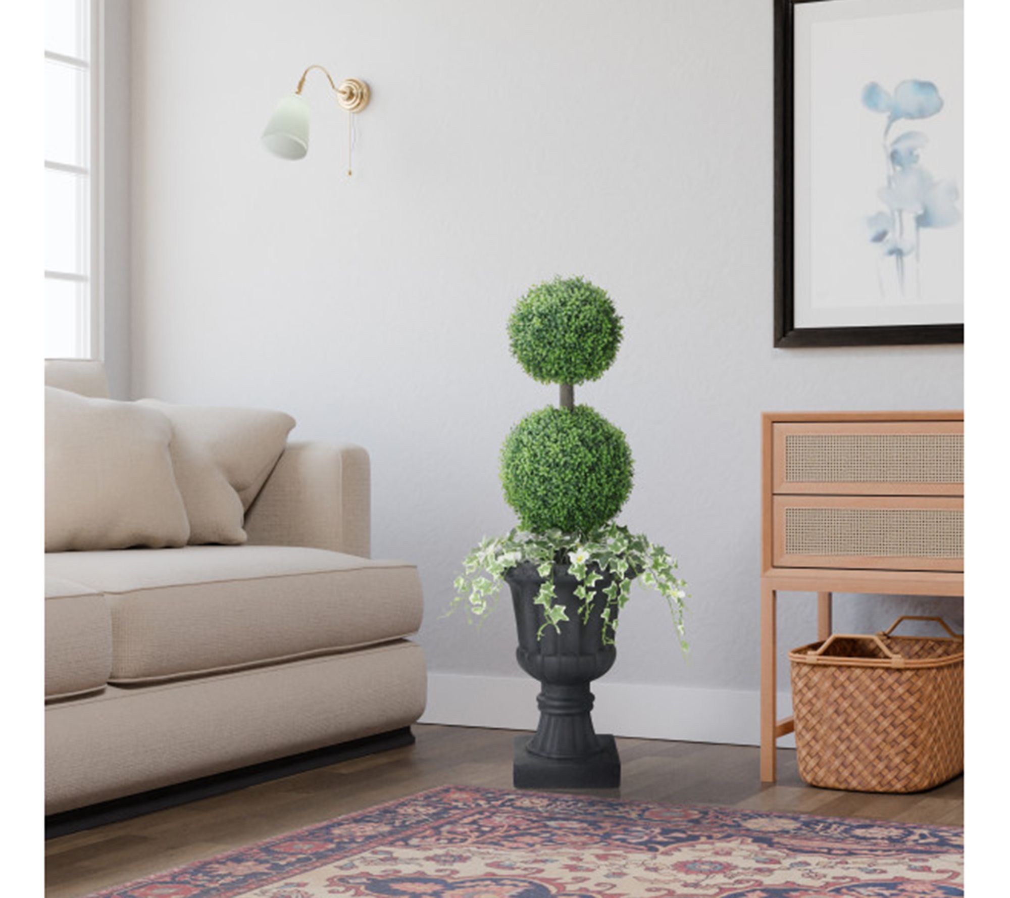 Puleo International 48in Topiary Boxwood Artificial Tree