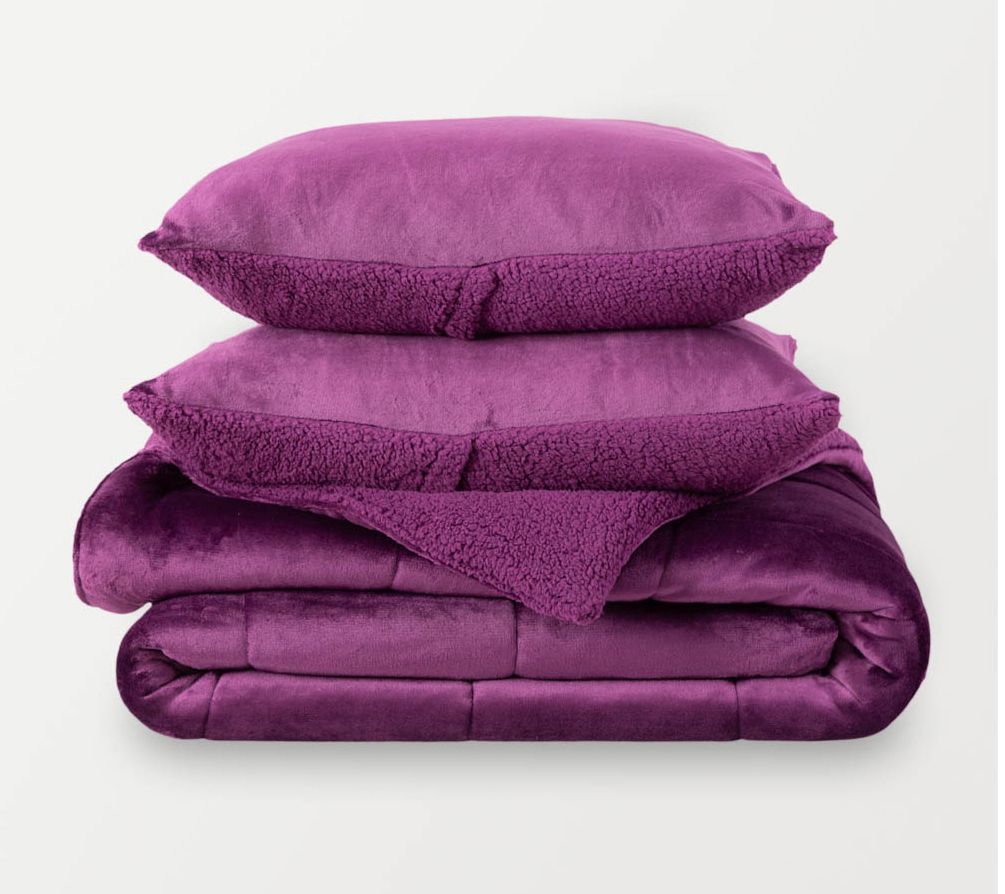 Berkshire Reversible VelvetLoft Sherpa Comforter Set - King