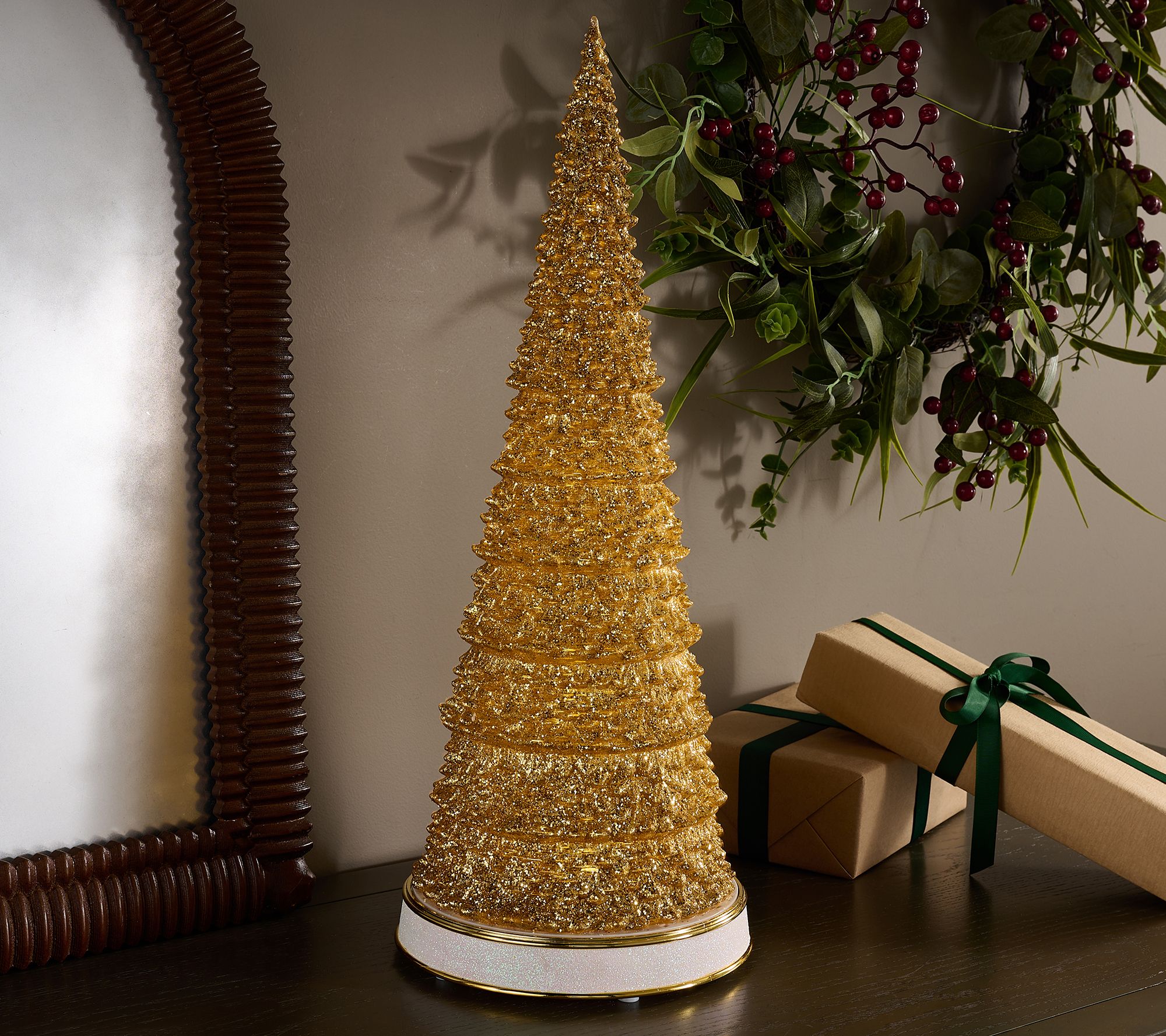 22.5" Illuminated Glittered Rotating Tree by Valerie