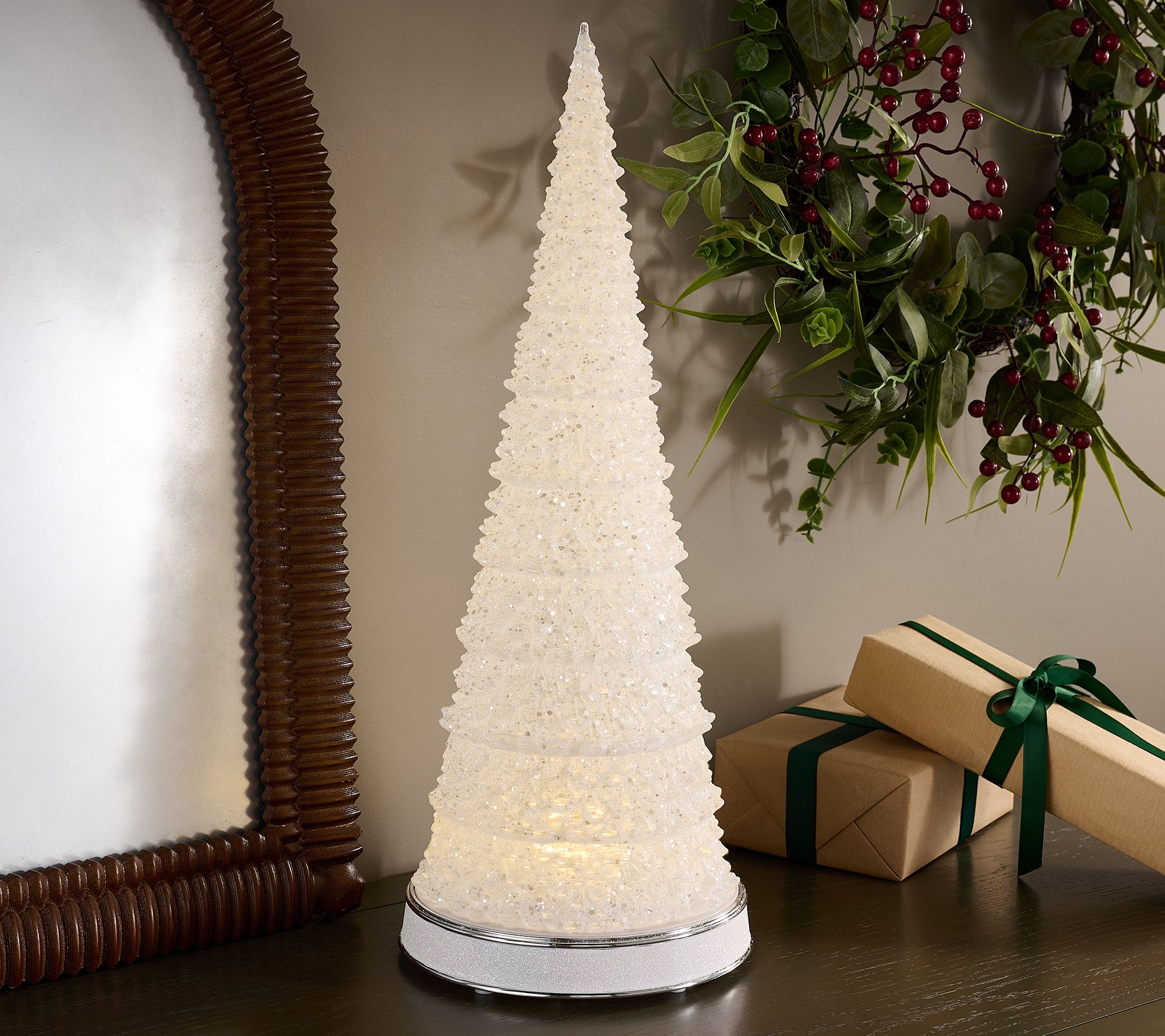 22.5" Illuminated Glittered Rotating Tree by Valerie
