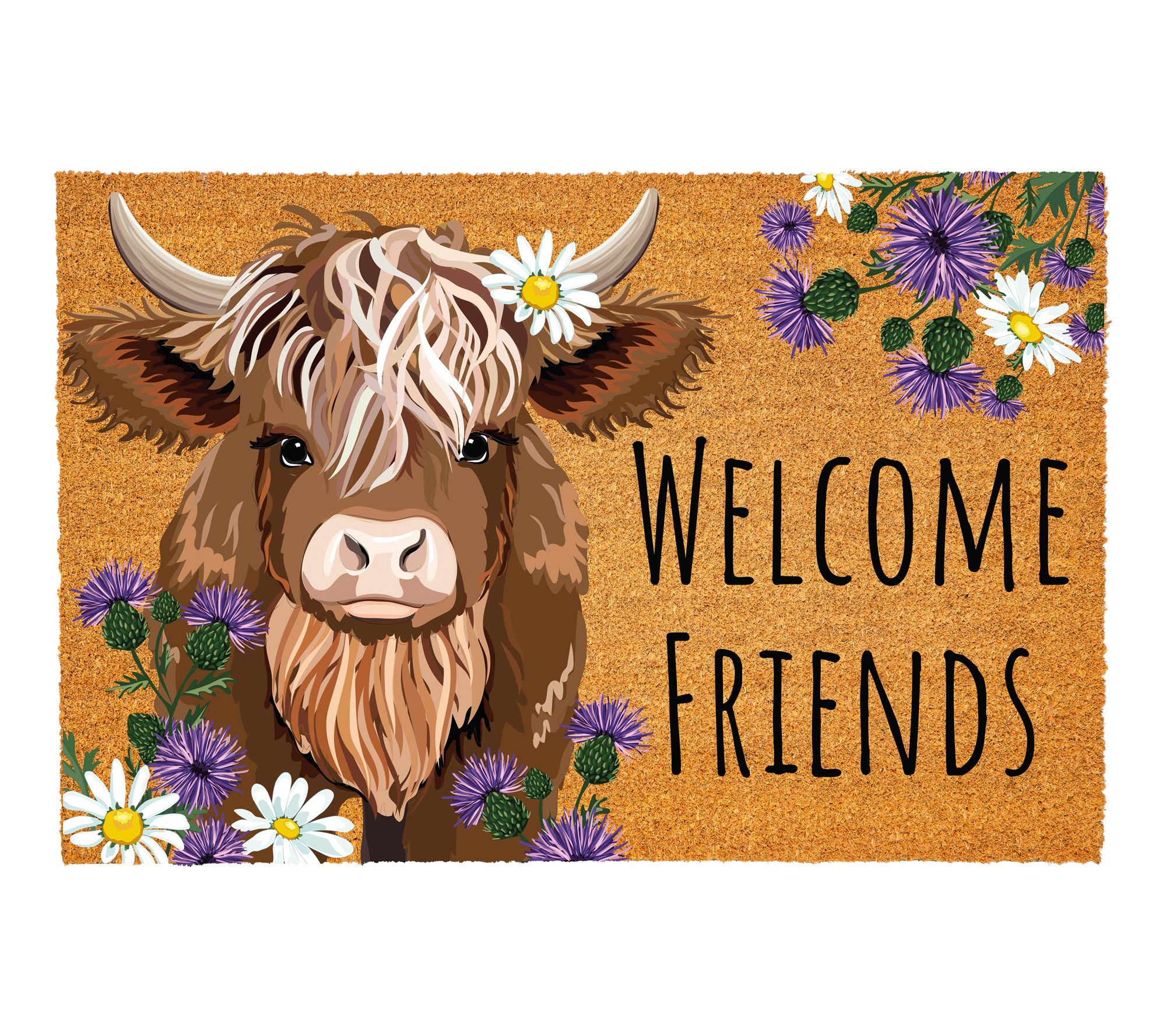 Evergreen 36"x24" Highland Cow Coir Doormat