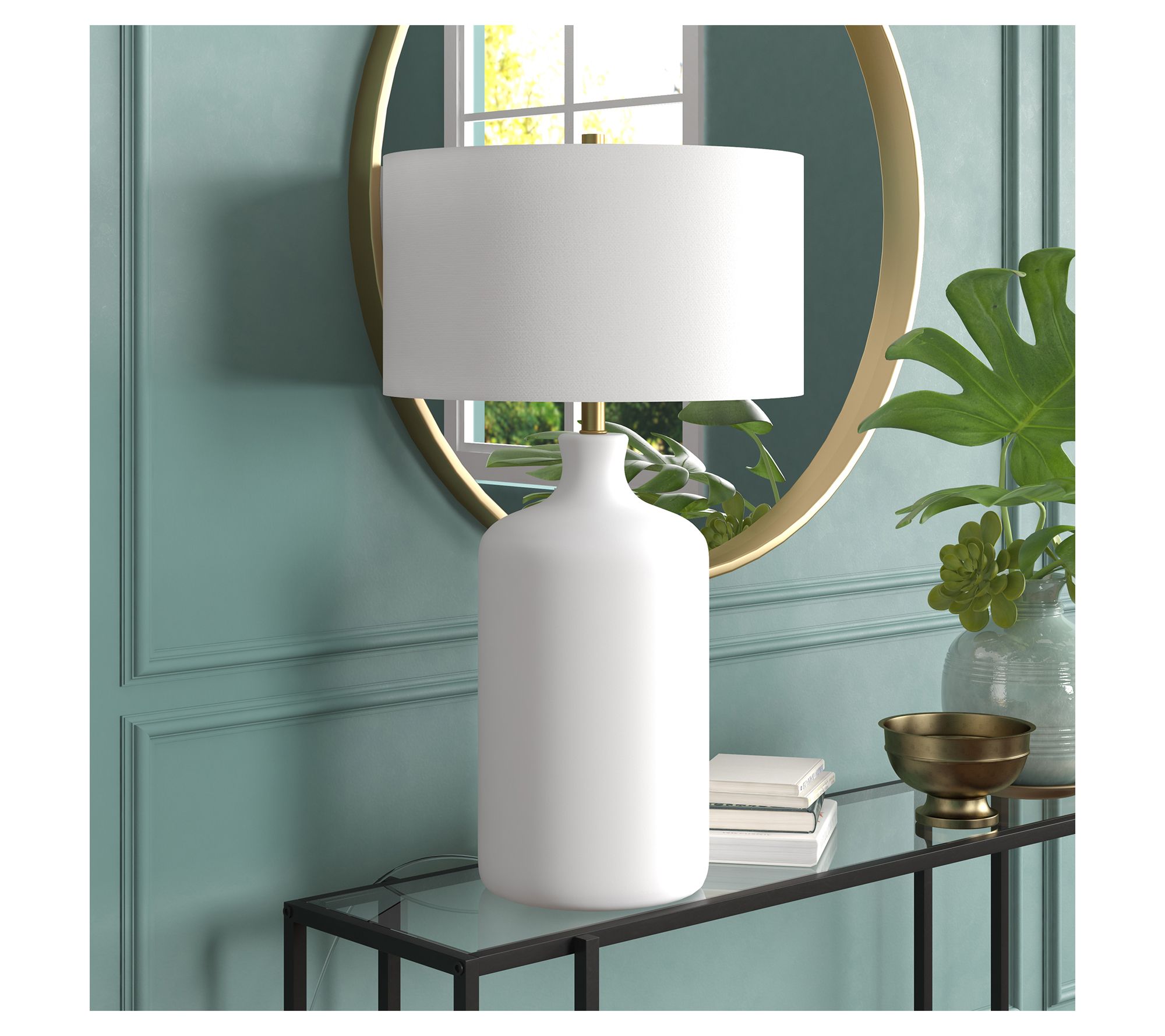 Hudson&Canal Sloane Ceramic Table Lamp with Fabric Shade