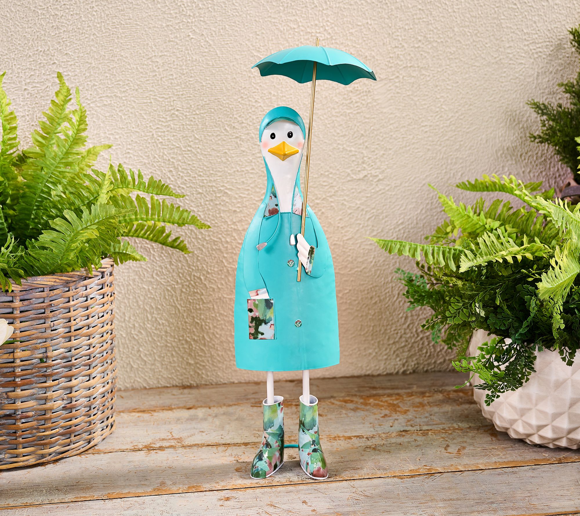 25" Indoor/Outdoor Metal Duck in Rain Gear by Valerie