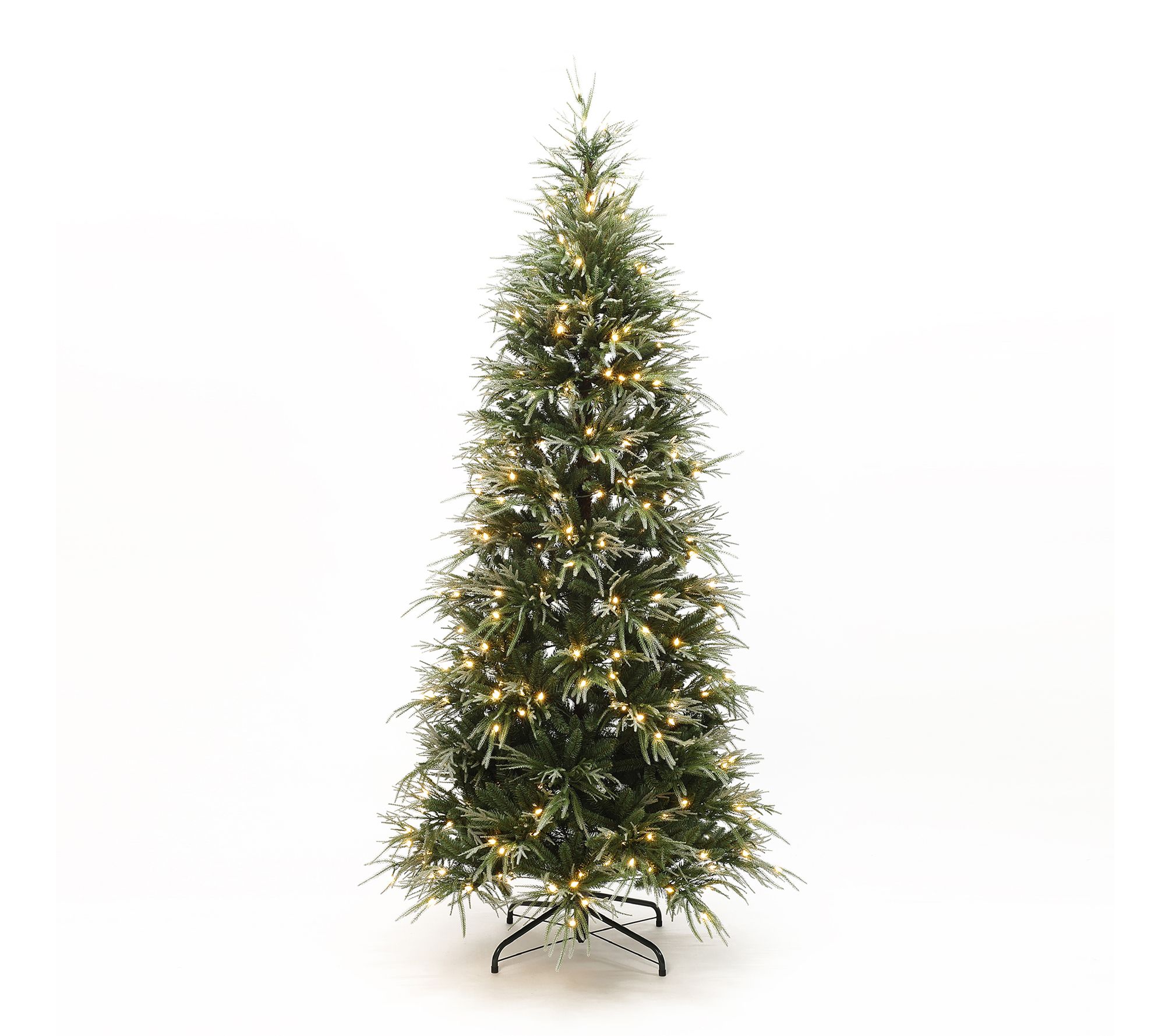 LuxenHome 7.5Ft Pre-Lit Green & Flocked Artificial Xmas Tree