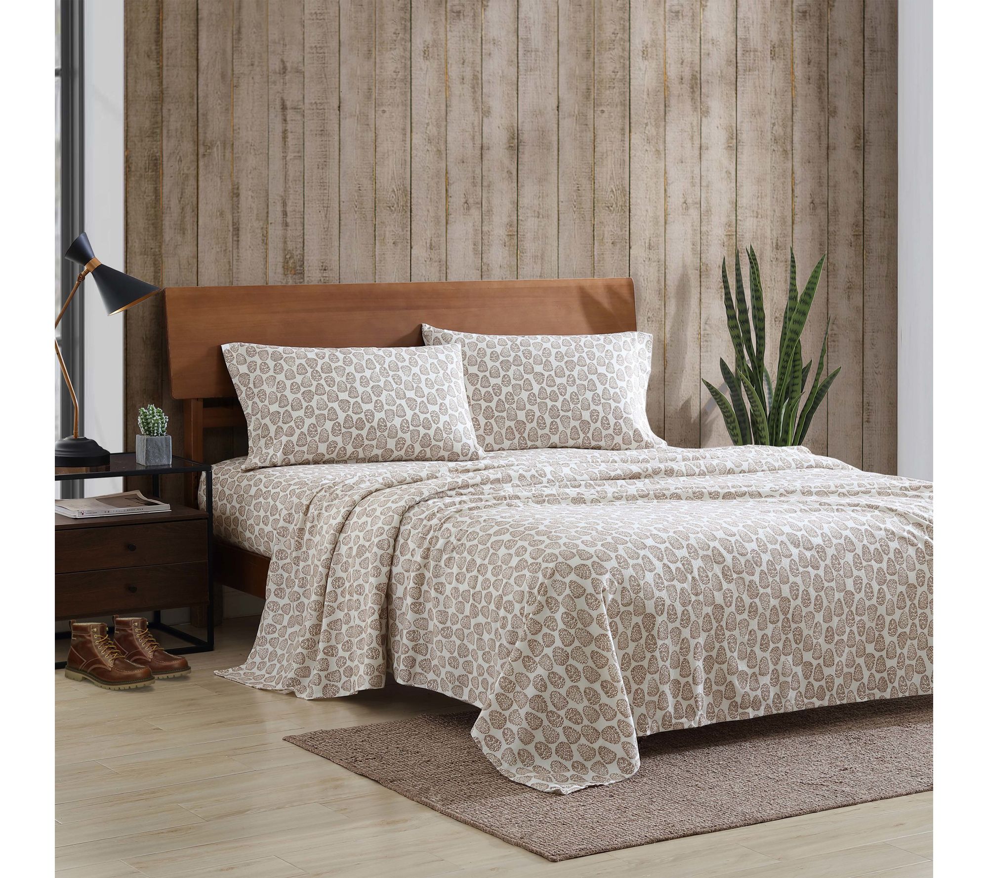 Eddie Bauer Little Creek Pine Cone Beige CottonKing Sheet Set