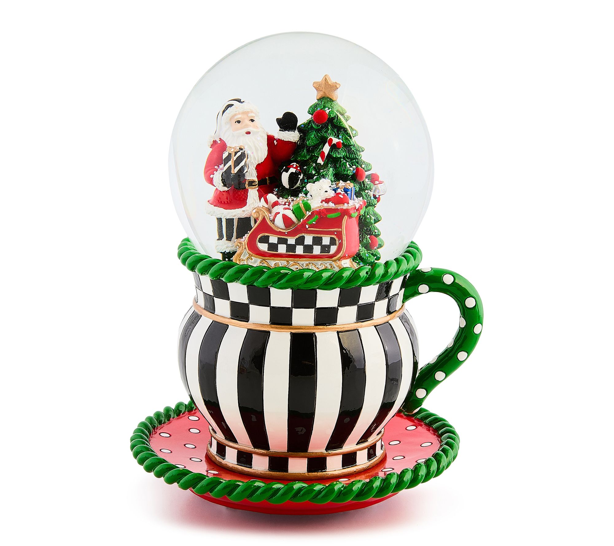 MacKenzie-Childs Check It Out Teacup Snow Globe