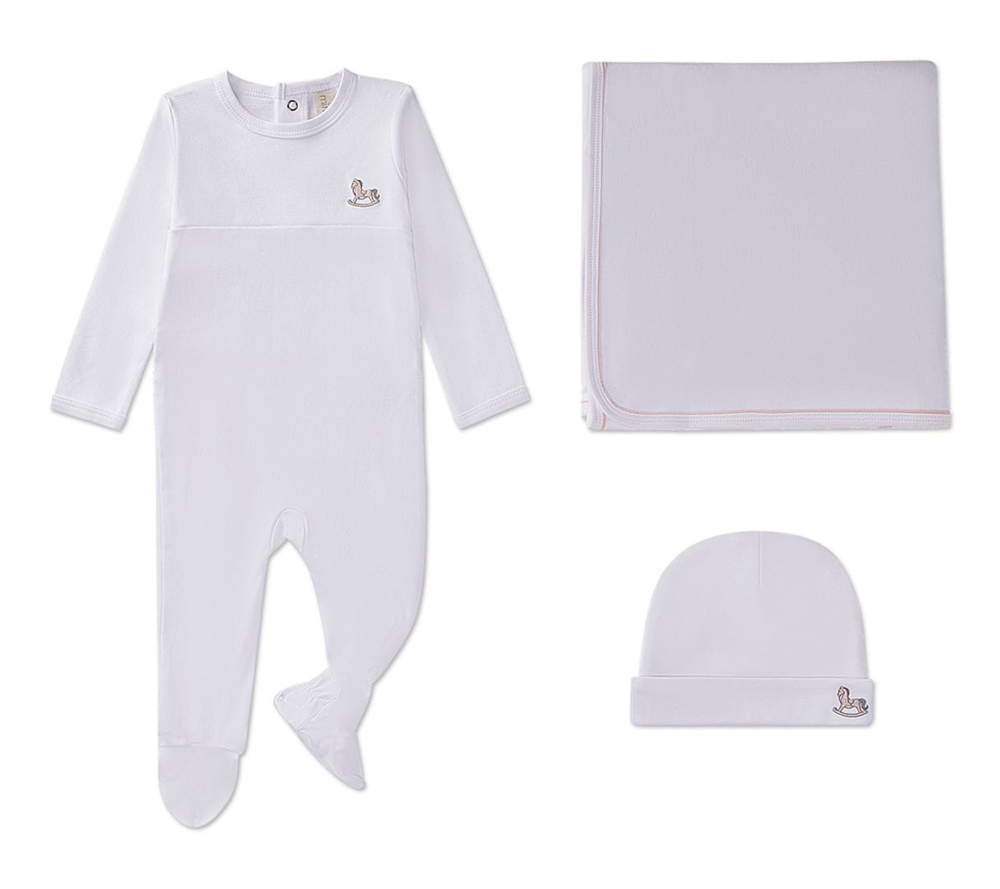 MiniMoi 3 Piece Baby Rocking Pony 100% Pima Cotton Footie Set