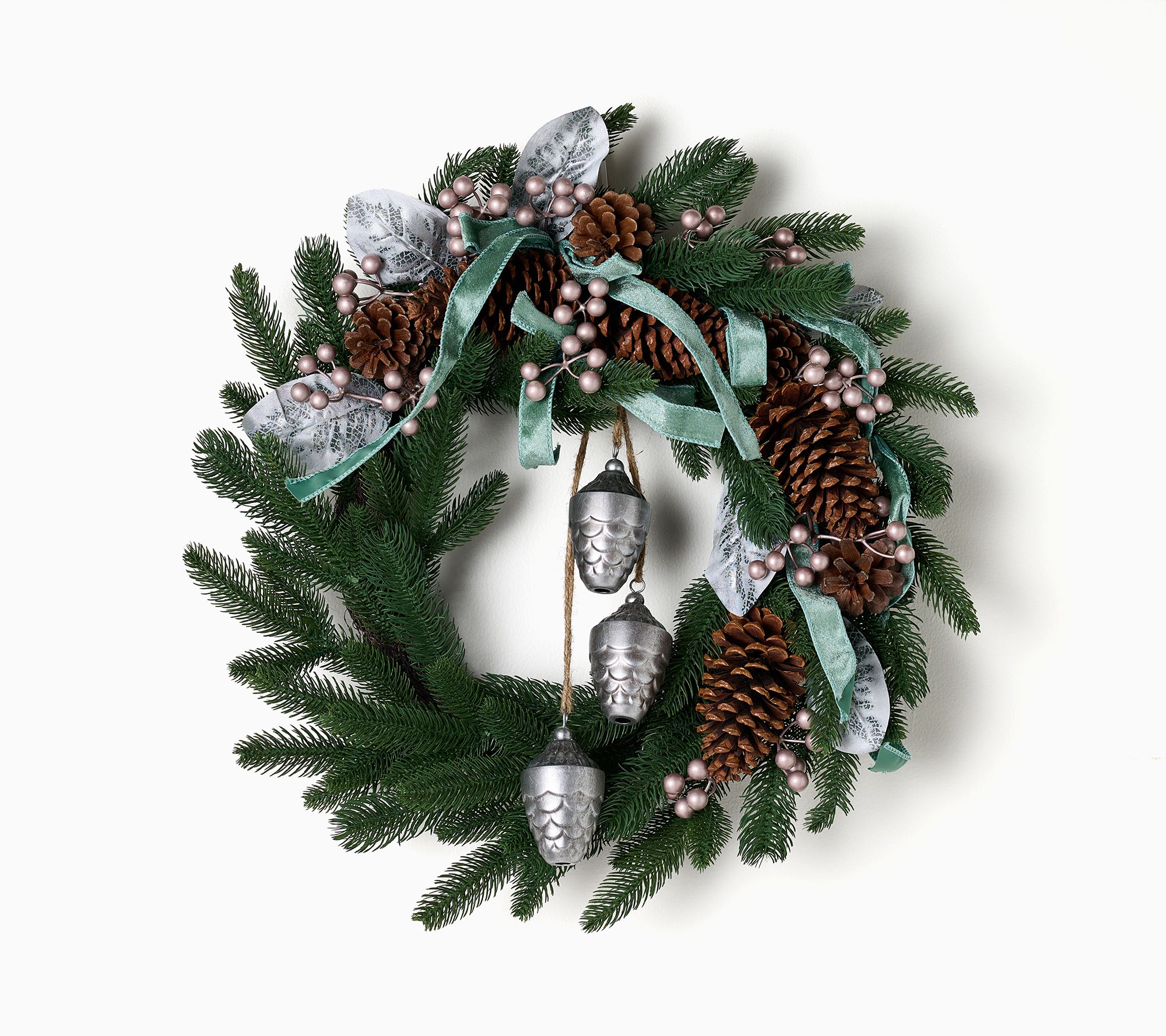 Home Reflections 24" Pine Needle Wreath with Bells