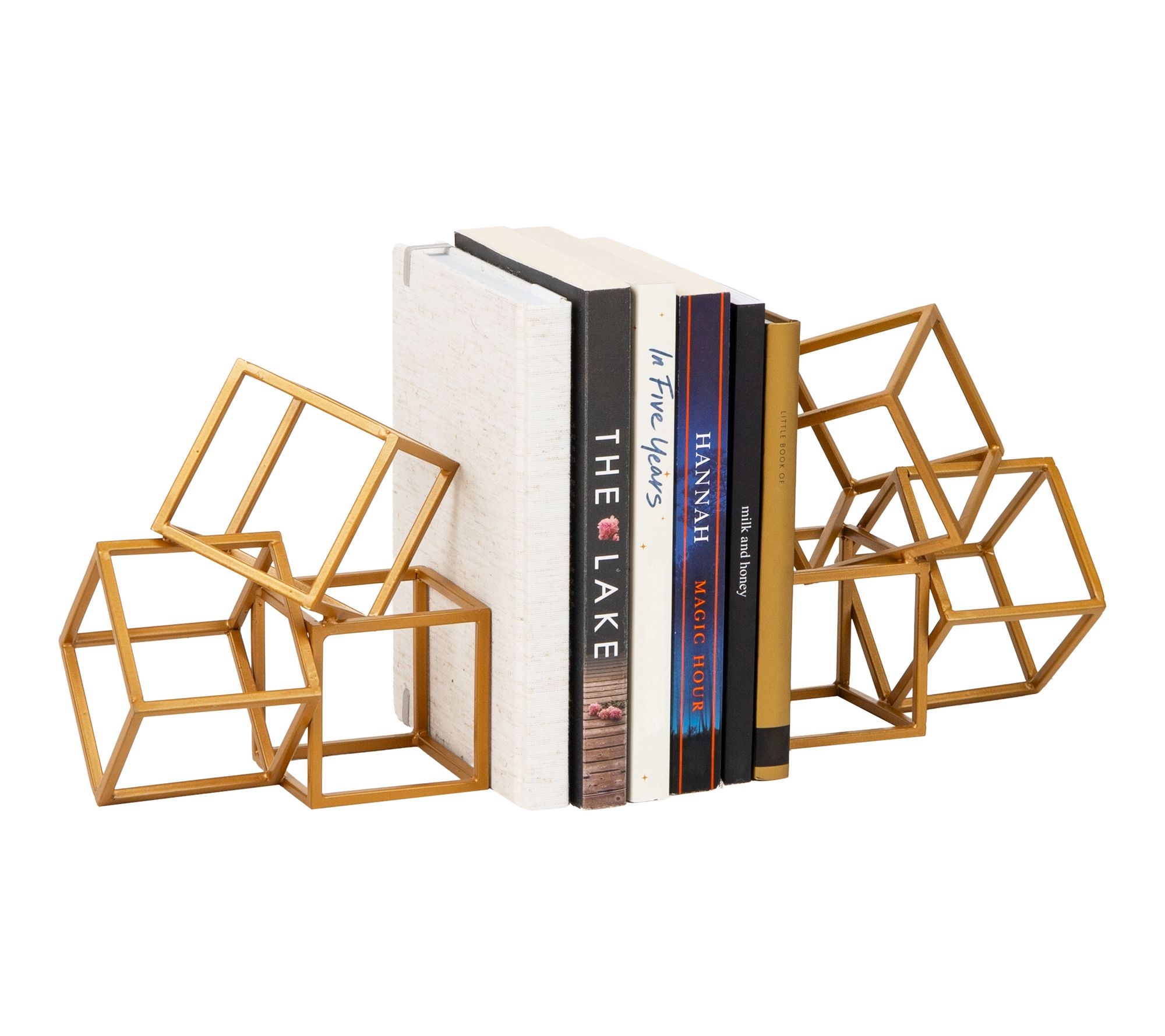Mind Reader Decorative Geometric Cube Bookends,Set of 2