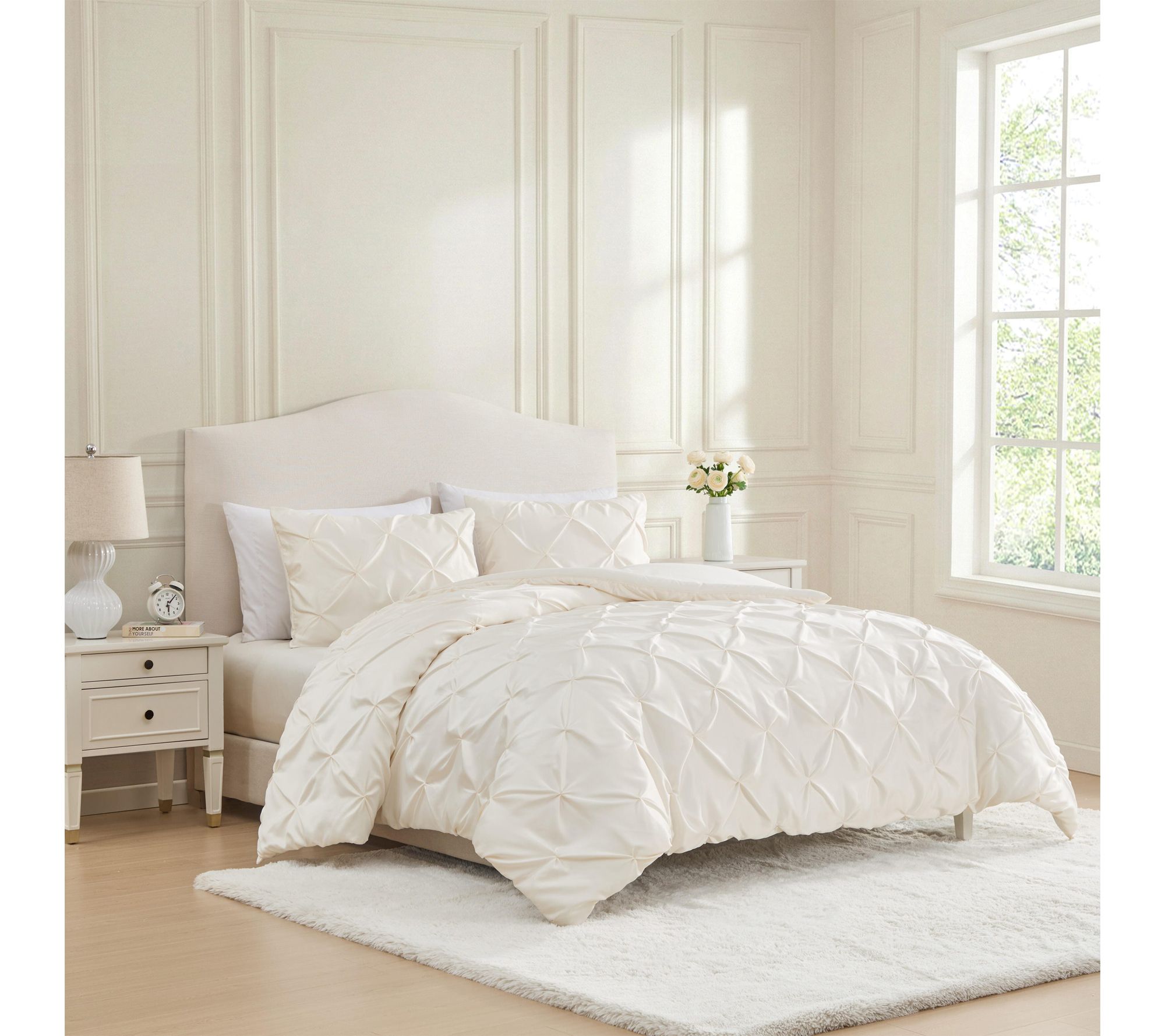 Laura Ashley Solid Satin Ivory TwinXL ComforterSet