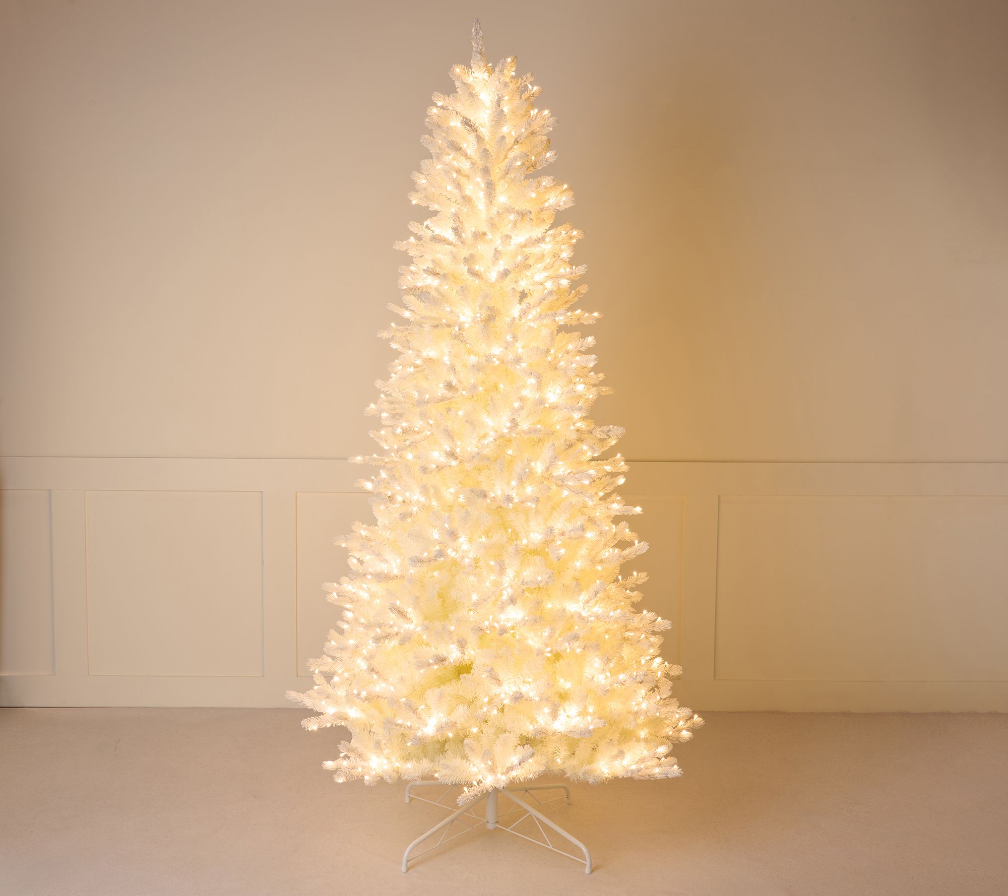 Bethlehem Lights 8.5' White Flocked Tree with Color Flip LEDs