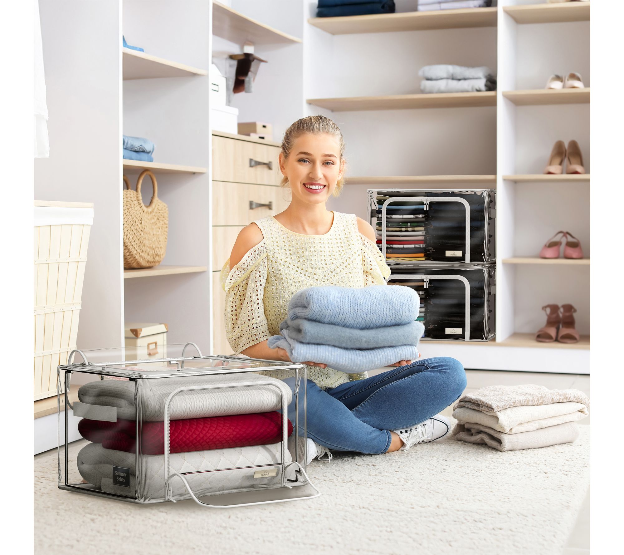 Sorbus Foldable Storage Bags with Handles - Large, 4 PK | QVC