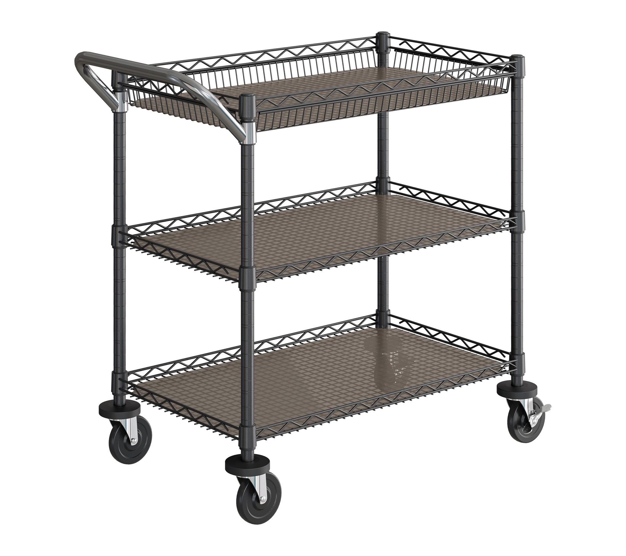 Seville Classics 3-Tier NSF Utility Cart with Shelf Liners