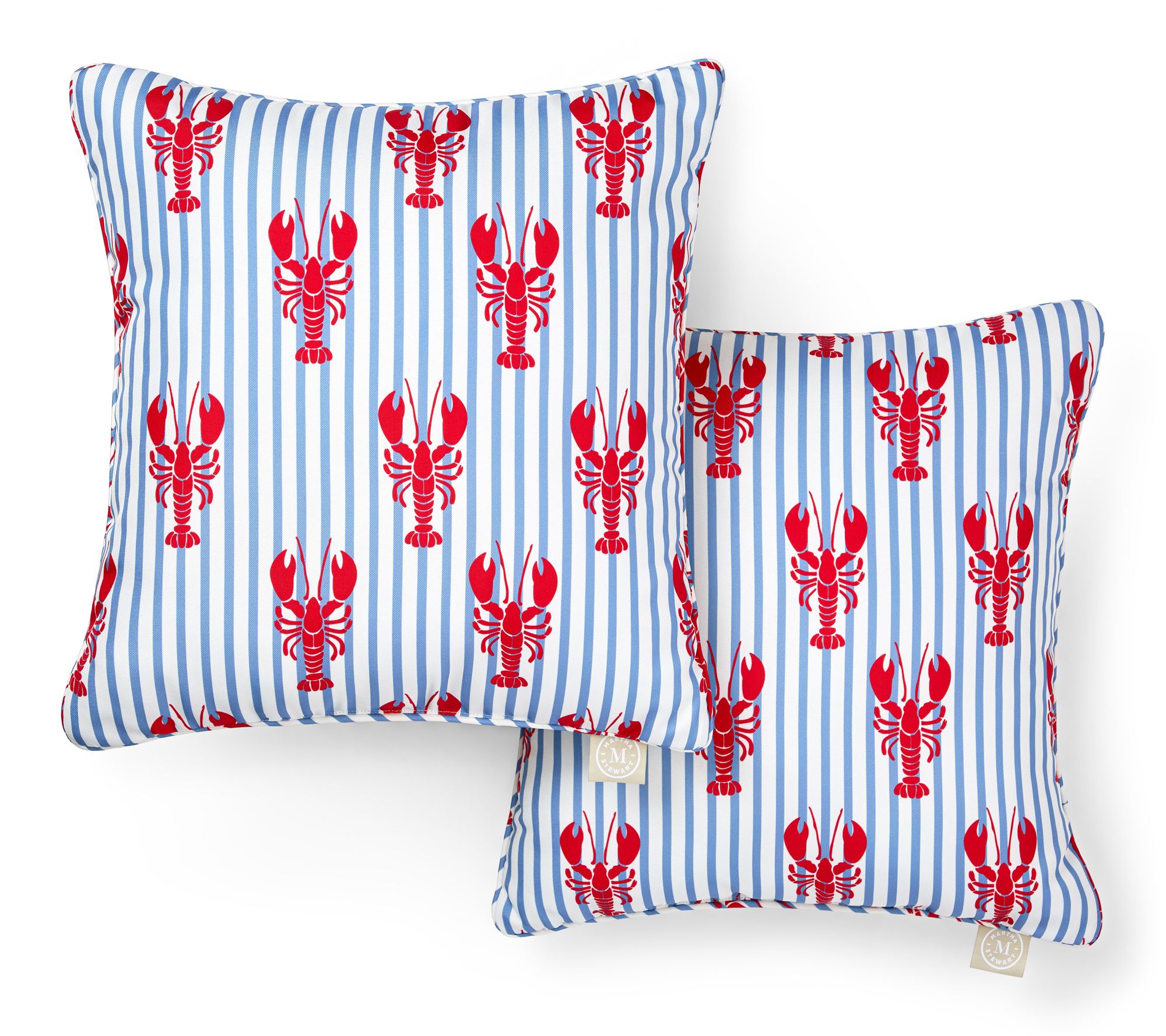 Martha Stewart Lobster Stripe 18"x18" Outdoor Pillow 2-Pack