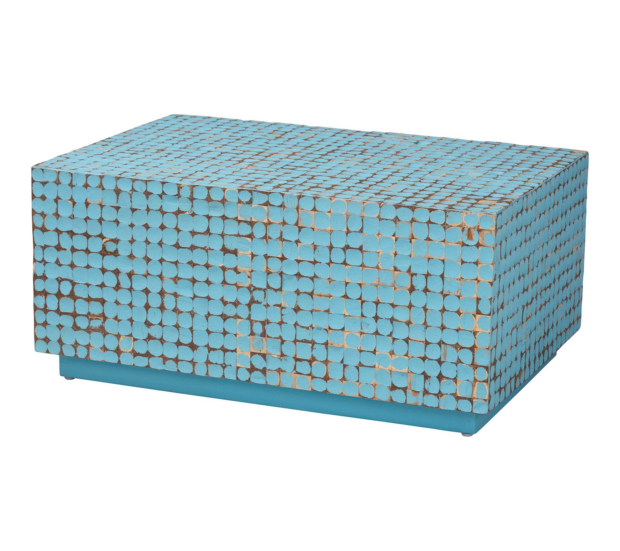 bali & pari Nitza Blue Coconut Shell Acacia Wood Coffee Table