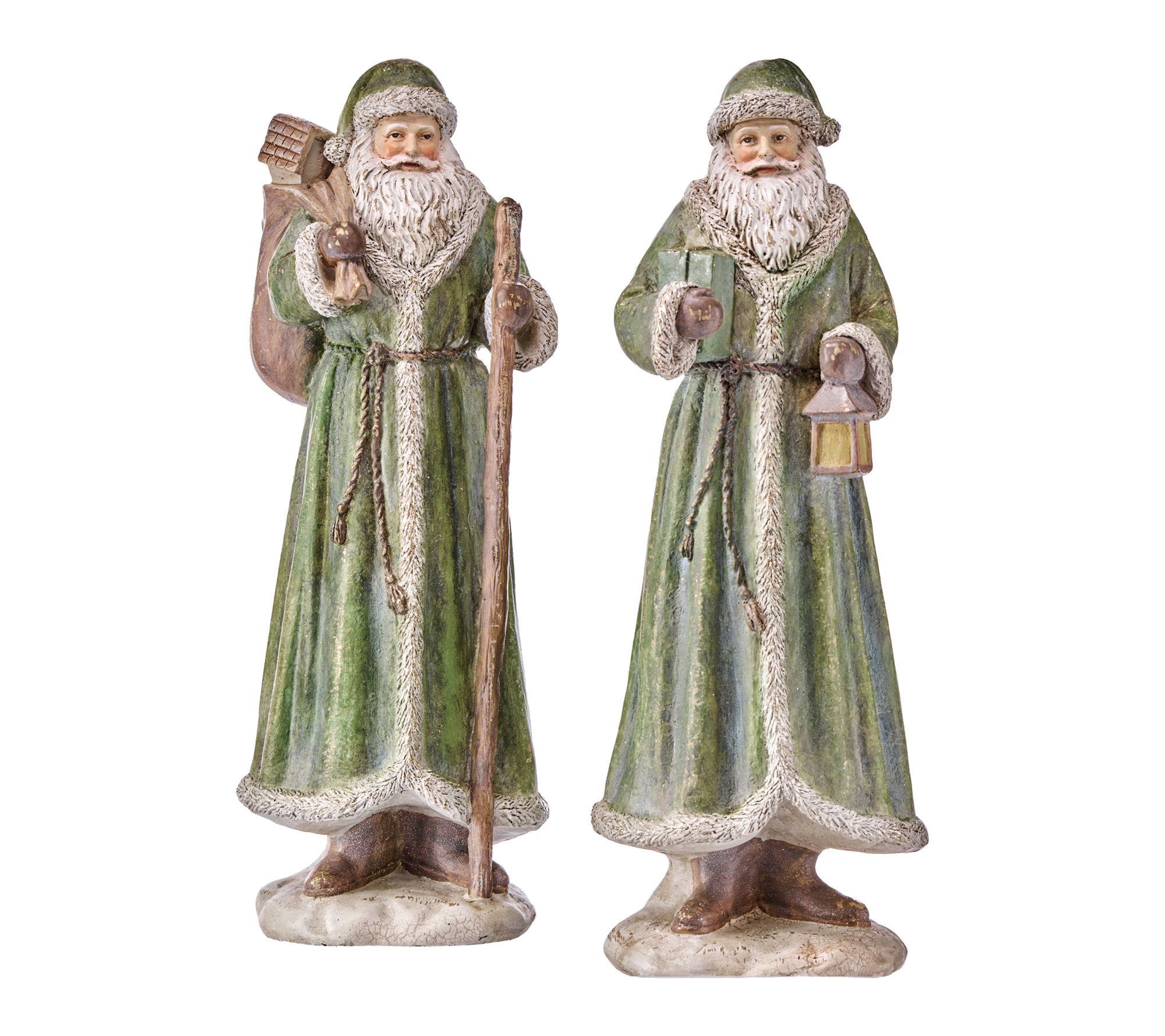 12.5" Resin Antique Santa Set of 2 by Valerie