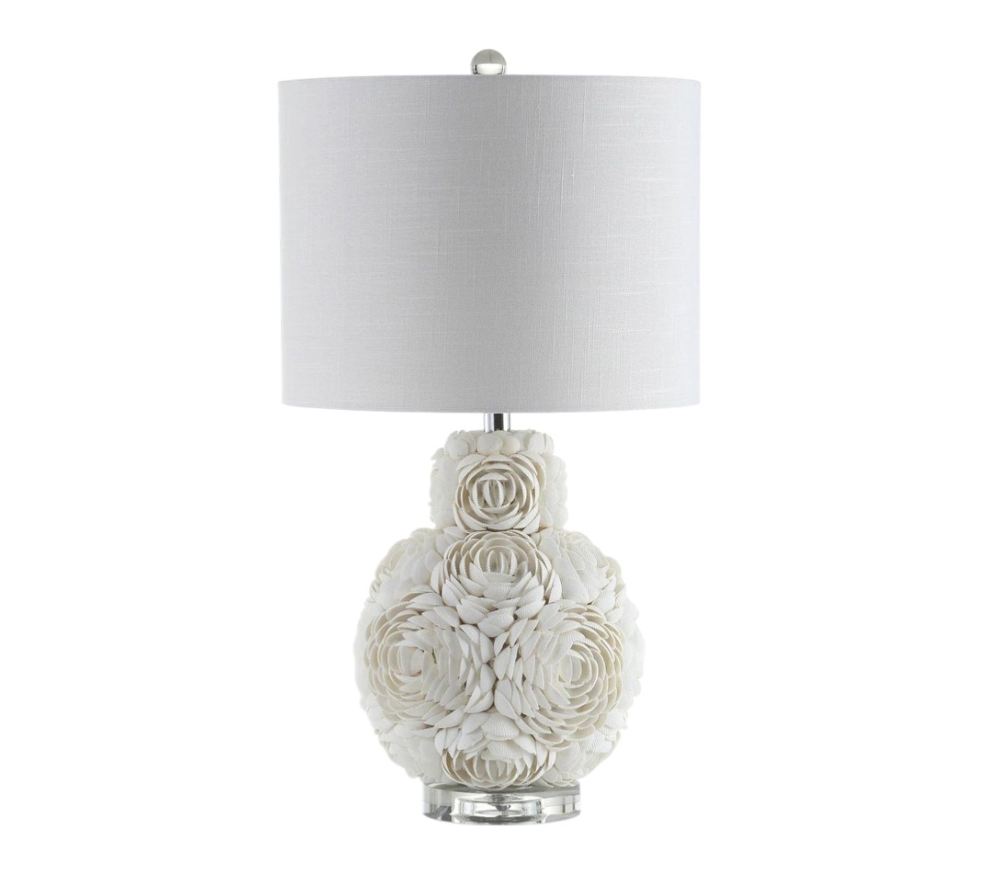 HomeRoots 24" Off White Seashell Table Lamp, White Drum Shade