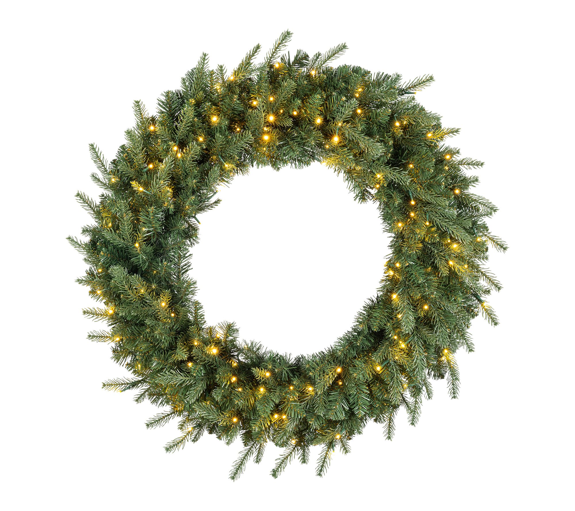 Glitzhome 32"D Pre-Lit Multi -color Greenery Pine Wreath