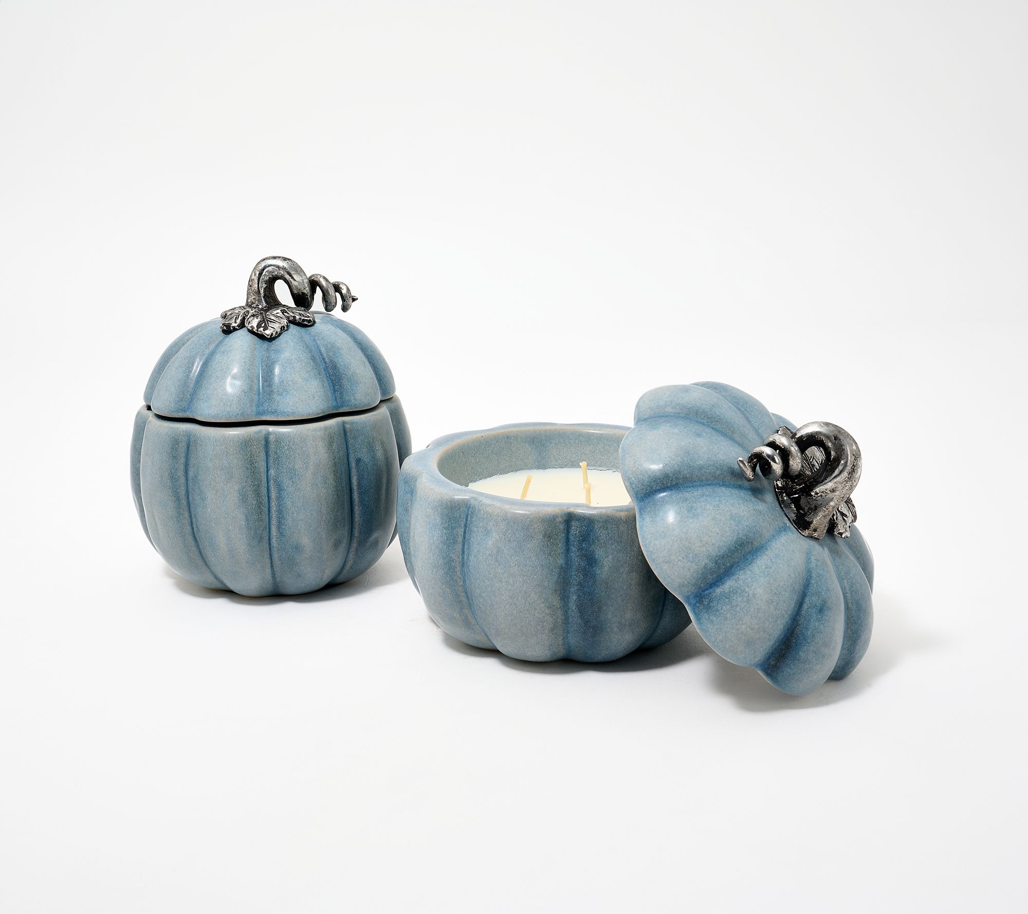 "As Is" Martha Stewart x Slatkin + Co. S/2 6oz Ceramic Pmpkn Candle