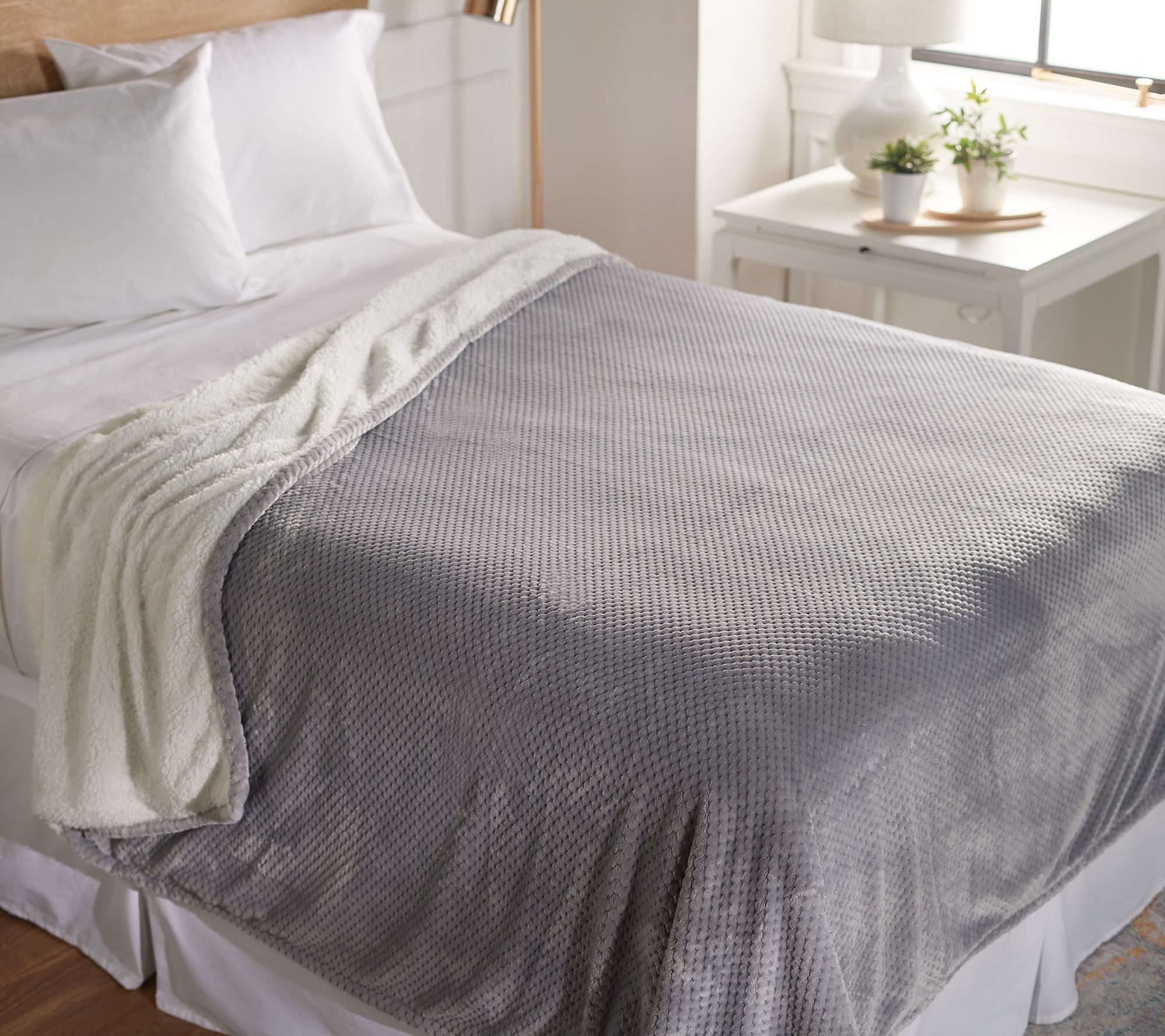 Berkshire Honeycomb And Sherpa Reversible Blanket QVC