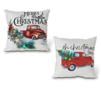 Set of 2 16-in L Lighted Fabric Truck Pillow byGerson Co