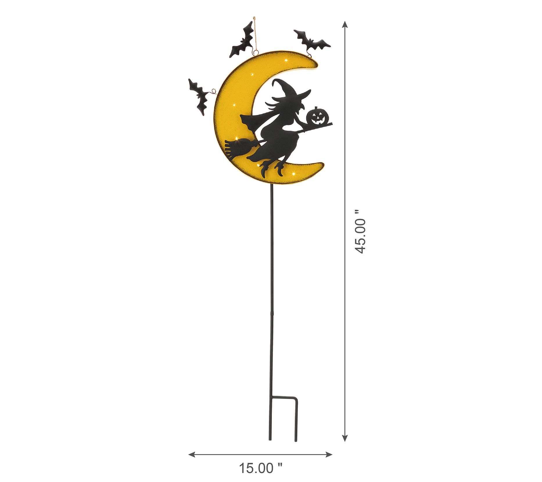 Glitzhome Witchy Moon LED Lighted Halloween Metal Yard Stake