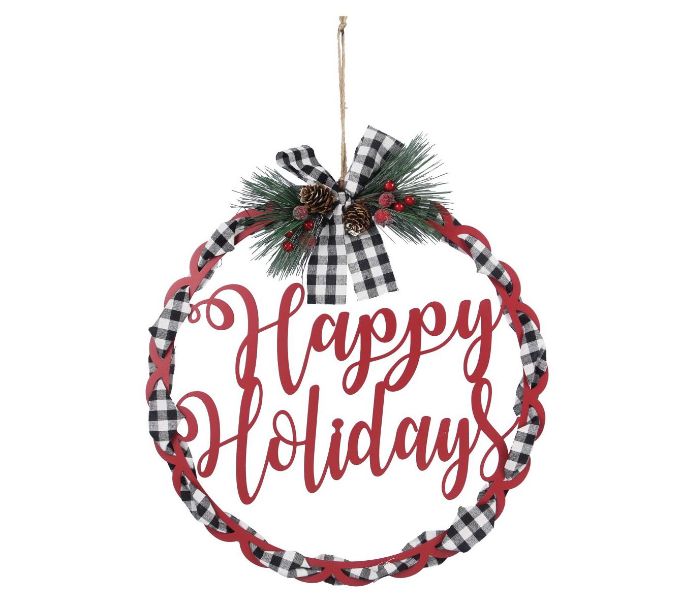 Young's metal Merry Christmas plaid wall sign