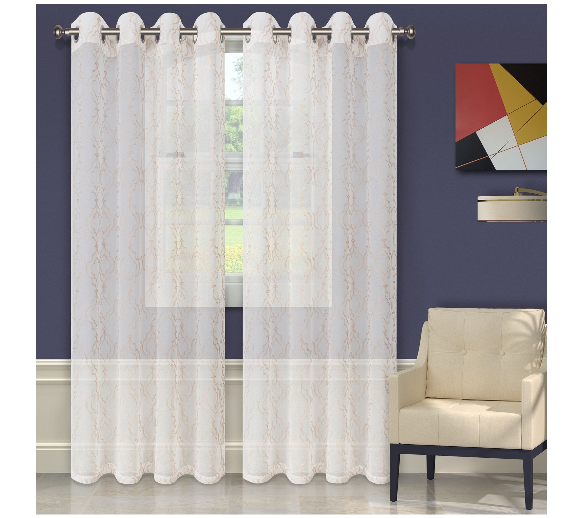 Superior Imperial Trellis Sheer Grommet Curtain52 X 63